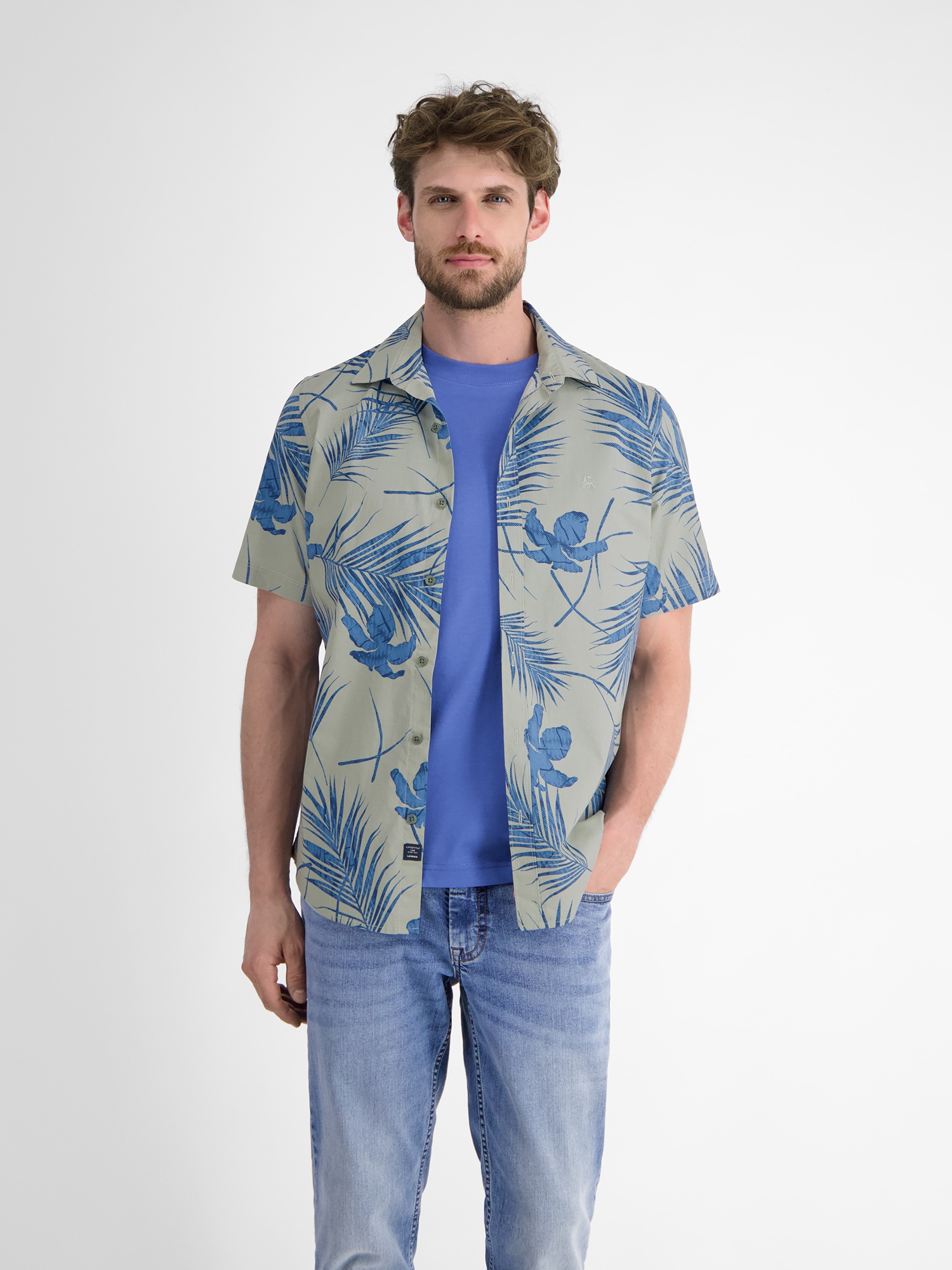 LERROS Kurzarmhemd »LERROS Kurzärmeliges Herrenhemd, Hawaiian-Style«