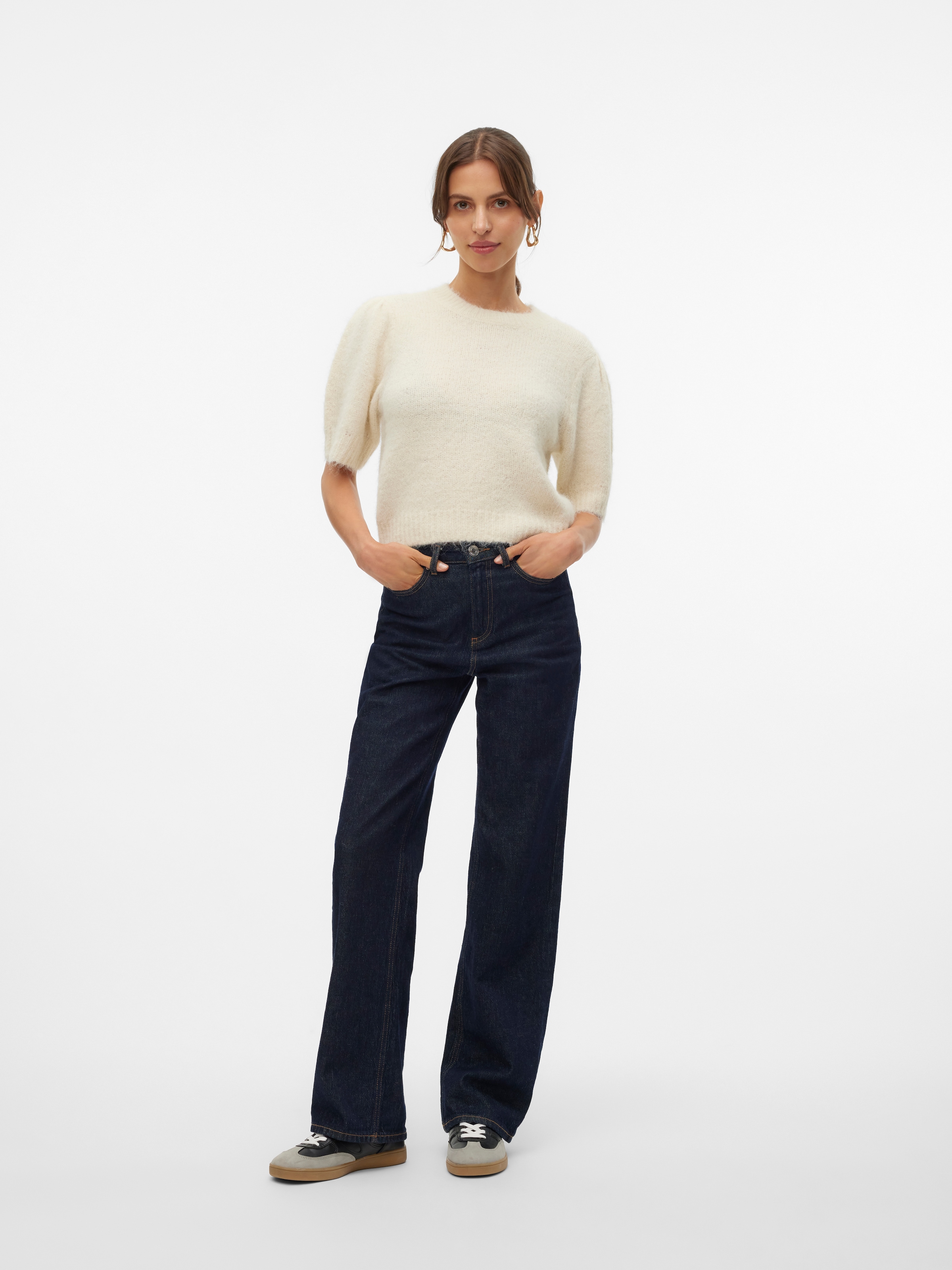 Vero Moda Strickpullover »VMNOVAH SS O-NECK PUFF PULLOVER GA NOOS«