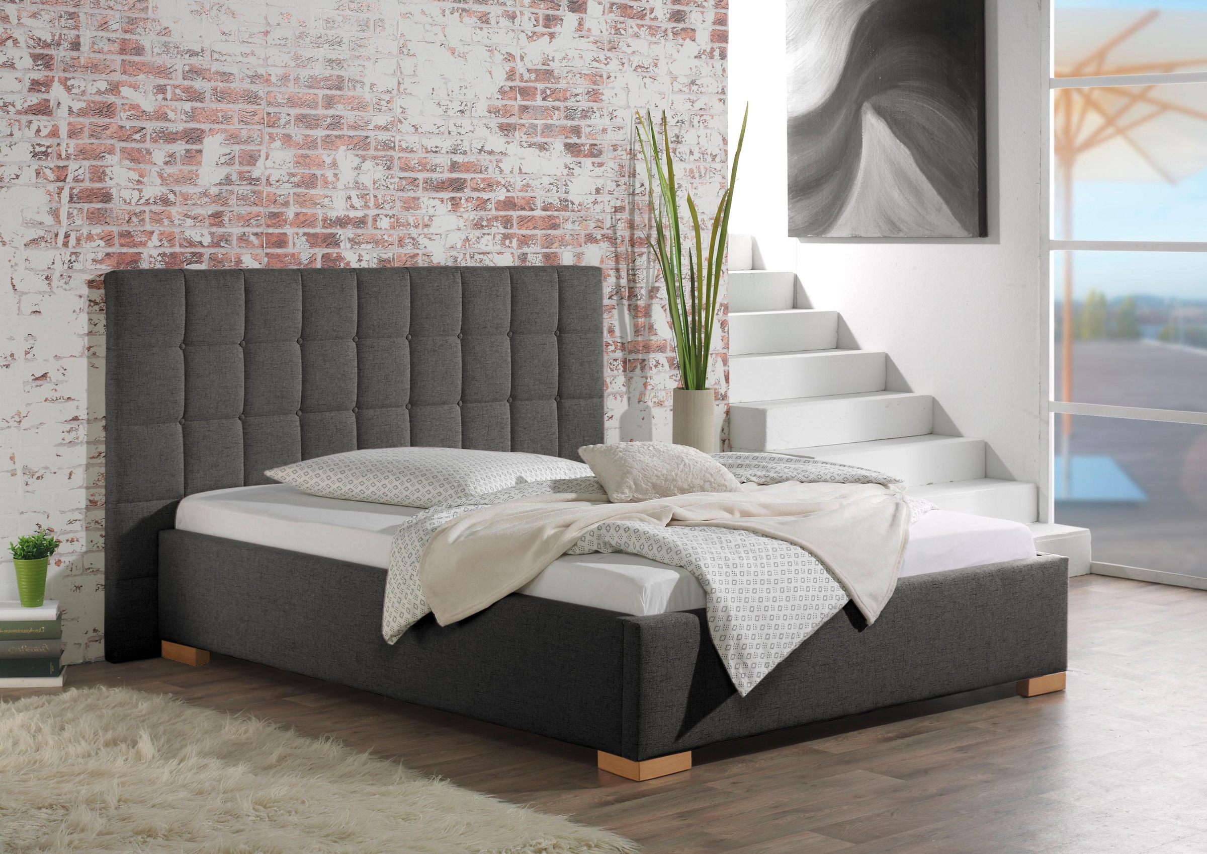 Maintal Polsterbett "Cueno" mit und ohne Matratze in 2 Ausführungen, Steppung mit Knopfheftung