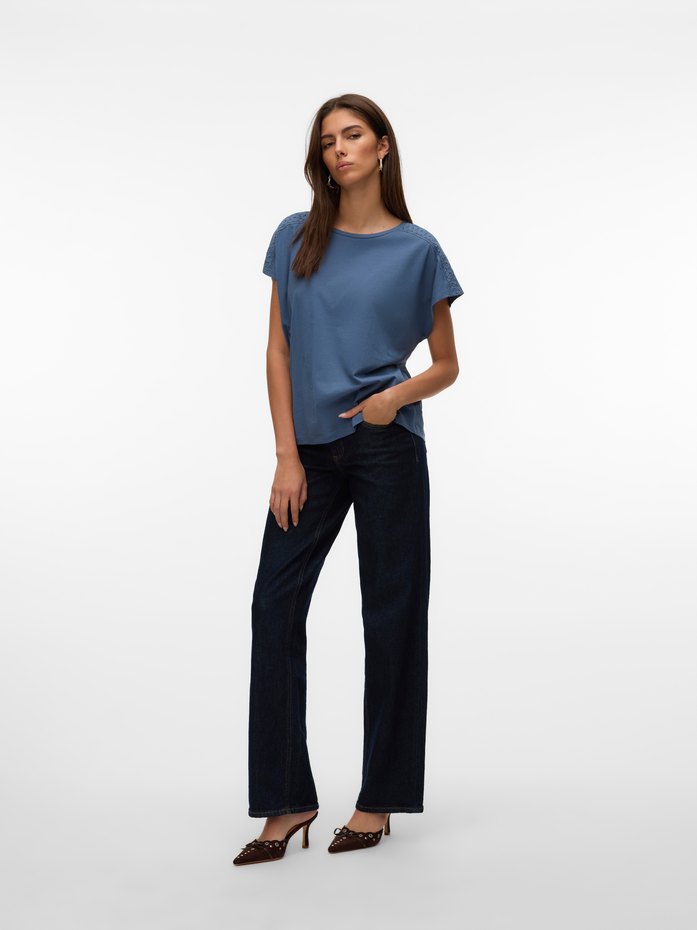 Vero Moda Kurzarmshirt »VMEMMY SS LACE TAPE TOP JRS GA NOOS«