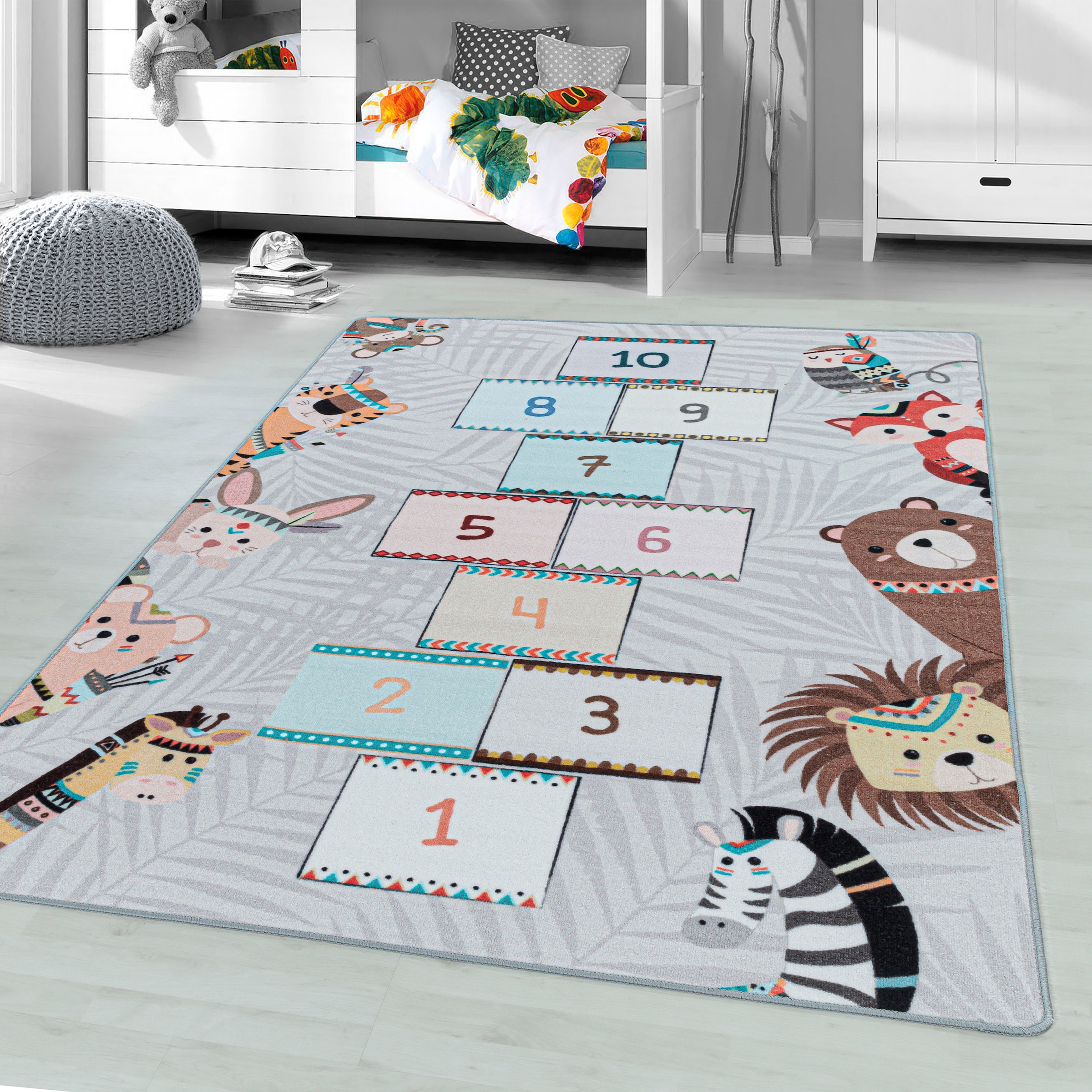 Ayyildiz Teppiche Kinderteppich »PLAY 2903«, rechteckig, 6 mm Höhe, robuster Kurzflor, Spiel Teppich, Kinderzimmer