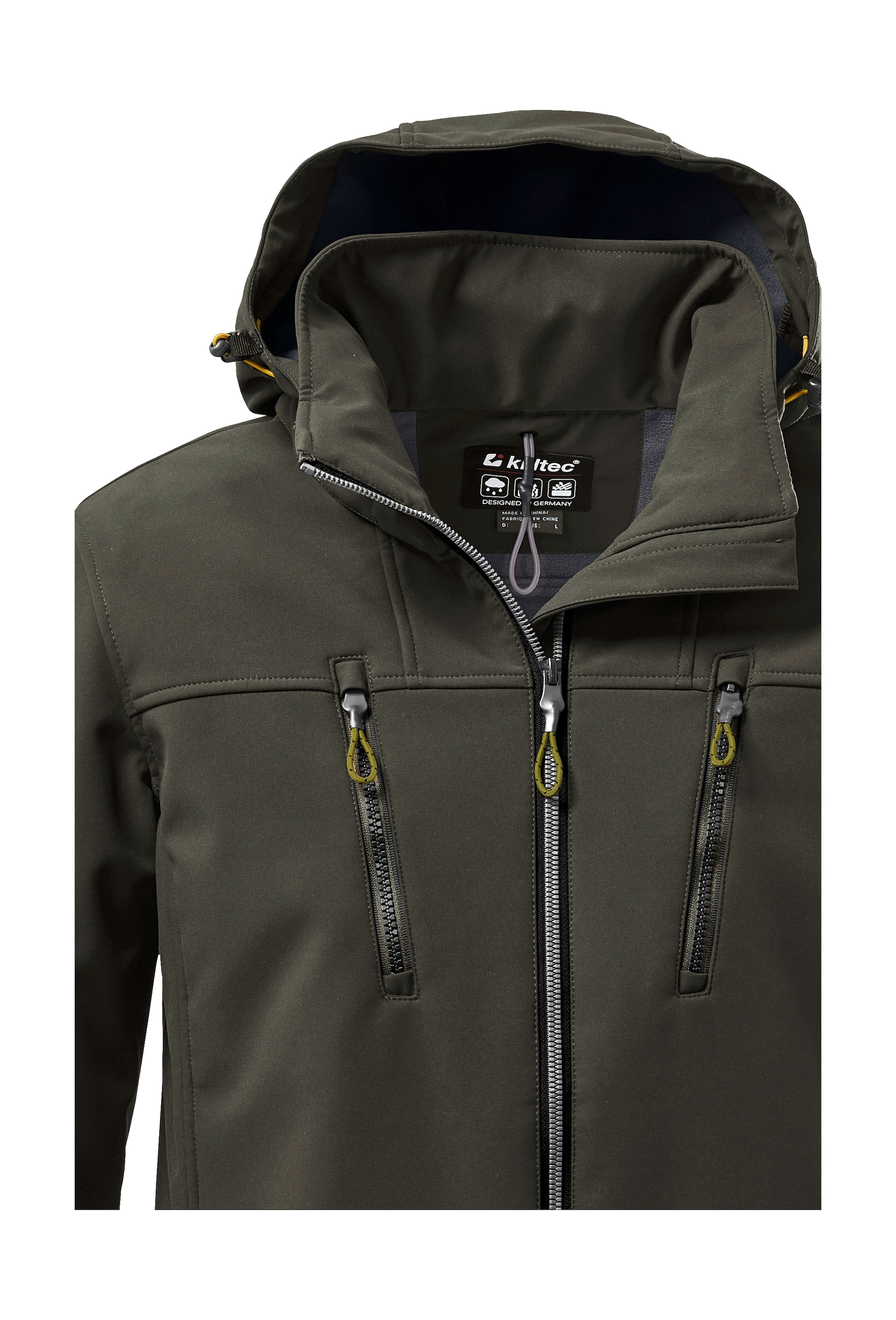 Killtec Softshelljacke »KOW 163 MN SFTSHLL JCKT«, Wasserdichte Softshelljacke, abnehmbare Kapuze, Fleece-Futter