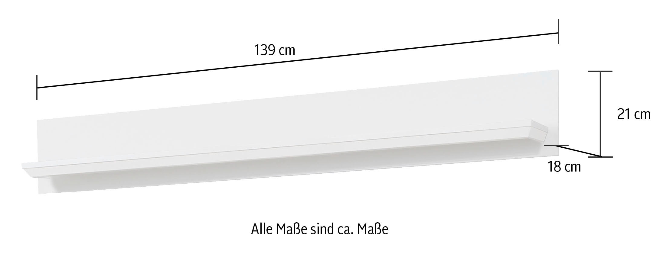 Home affaire Wandregal »Örebro«, Bücherregal im zeitlosen Landhausstil - Masse (B/T/H) 139/17/21 cm