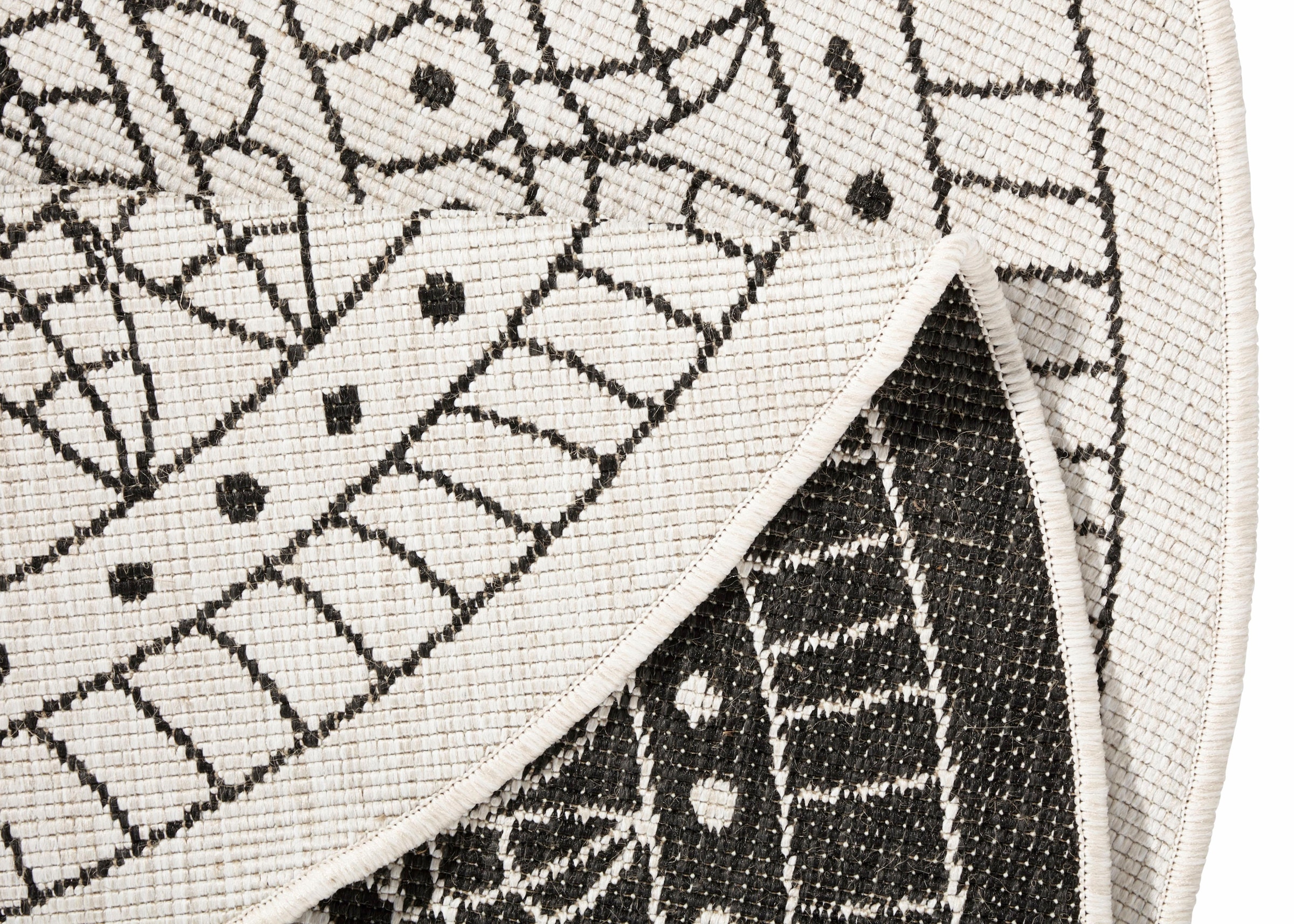 NORTHRUGS Teppich »Porto Wendeteppich«, rund, 5 mm Höhe, In-& Outdoor, Wetterfest, Balkon, Garten, Wohnzimmer, Wasserfest