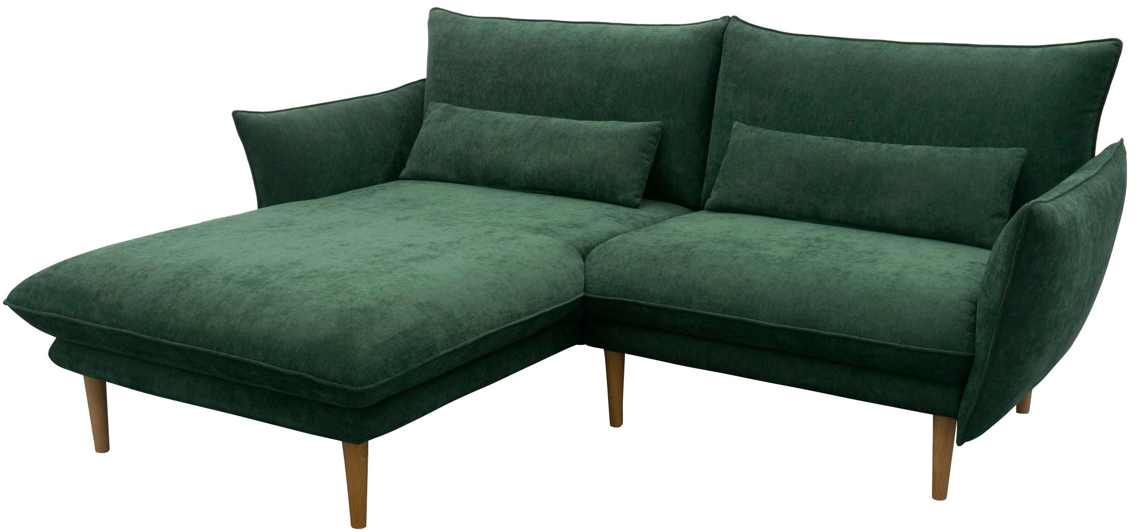 DOMO collection Ecksofa »Leuven kompakte Stellmasse, Breite 200 cm, schmale Armlehnen, L-Form«, angenehm feste Polsterung, bodenfrei, 19 cm hohe Holzfüsse