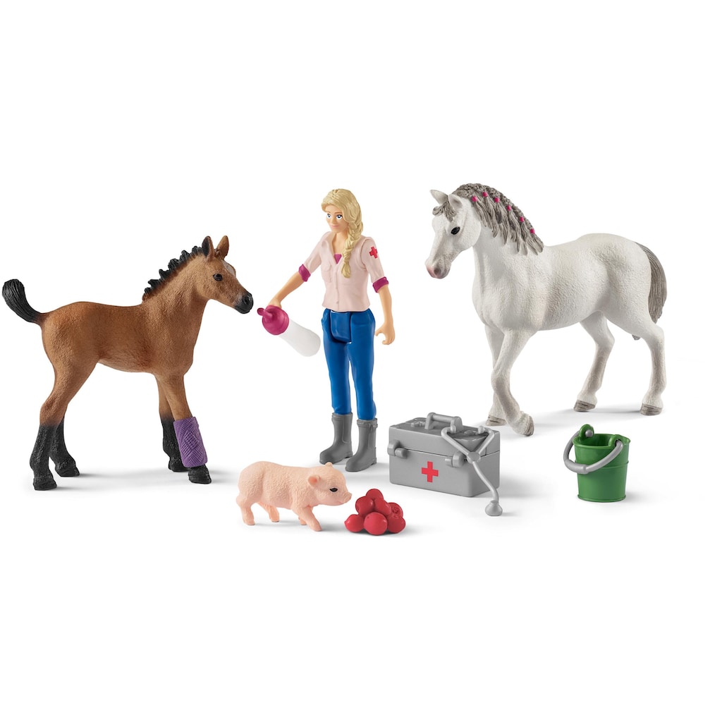 Schleich® Spielfigur »HORSE CLUB, Spielset, Arztbesuch bei Stute und Fohlen (42486)«, Made in Europe