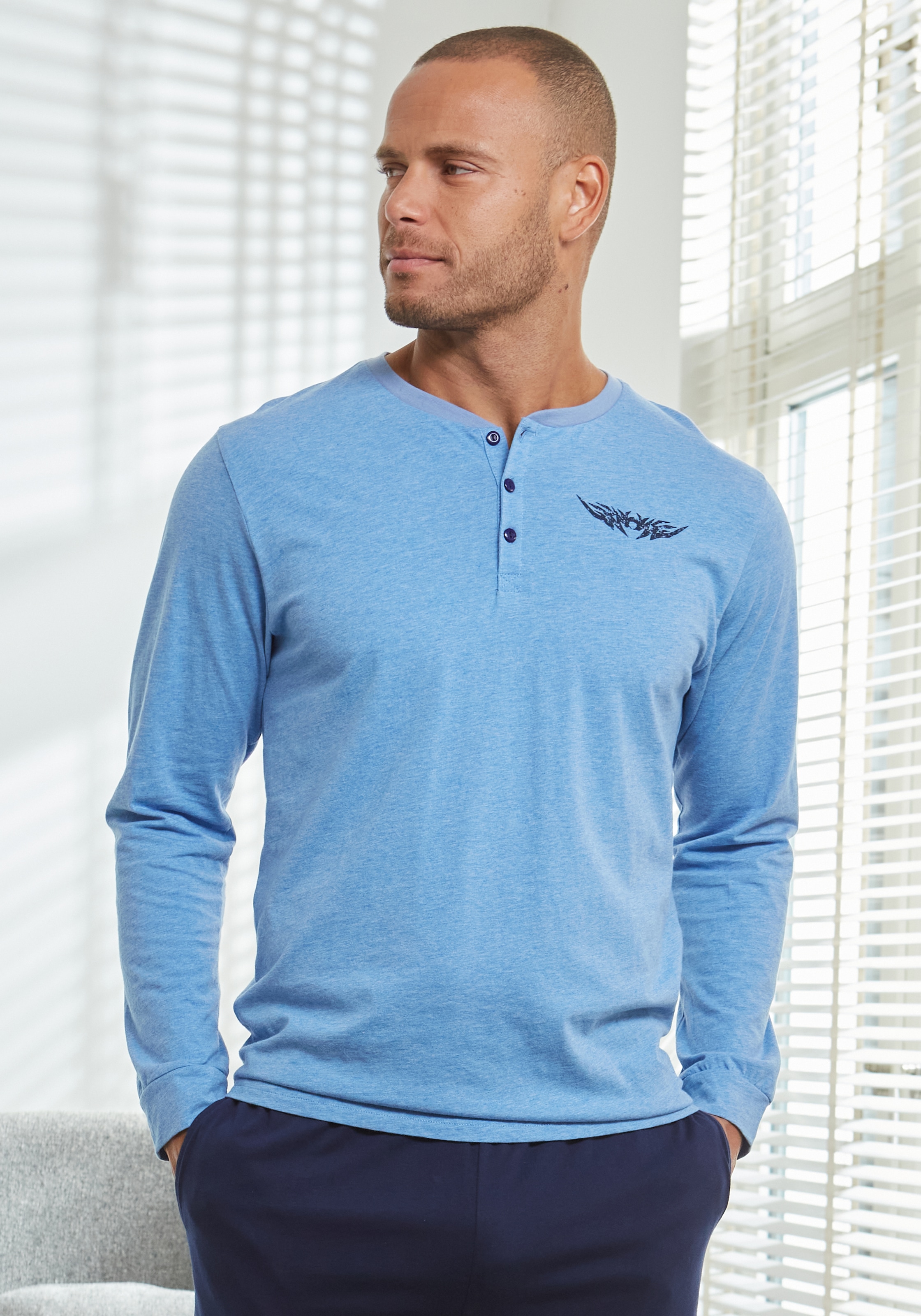 AUTHENTIC LE JOGGER Pyjama »Schlafanzug für Herren«, (2 tlg., 1 Stück), mit Knopfleiste