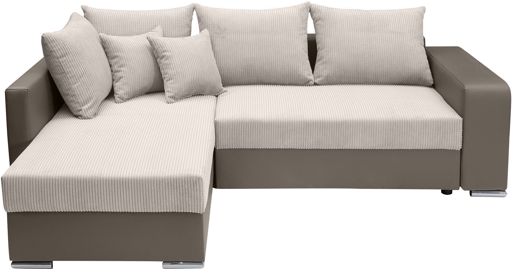 COLLECTION AB Ecksofa »John L-Form«, Regalarmlehne,Bettfunktion,Bettkasten,Ottomane beiseitig montierbar