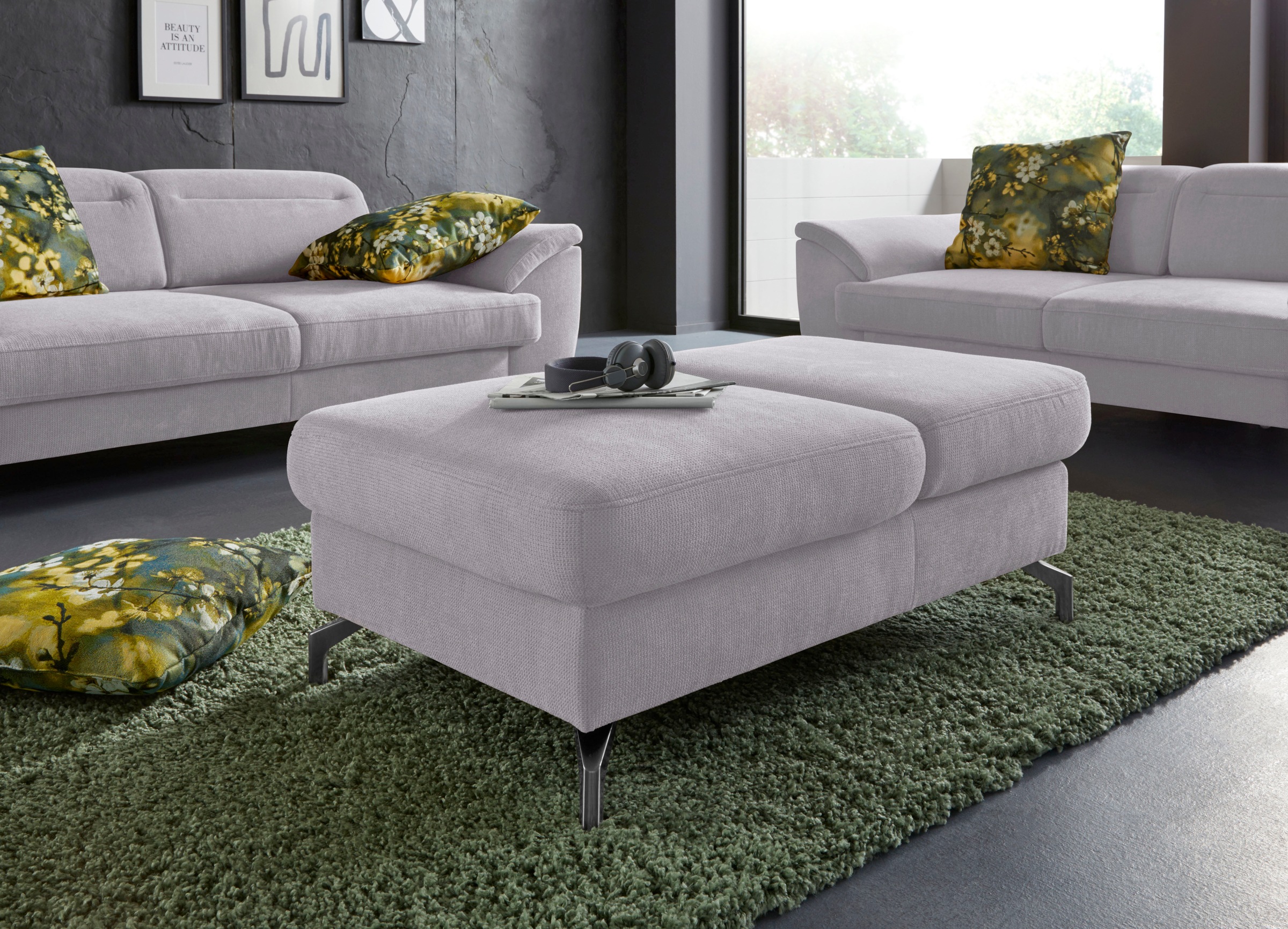 sit&more Hocker »Percy«, Fusshöhe 15cm, mit Klappfunktion, wahlweise in 2 Fussfarben