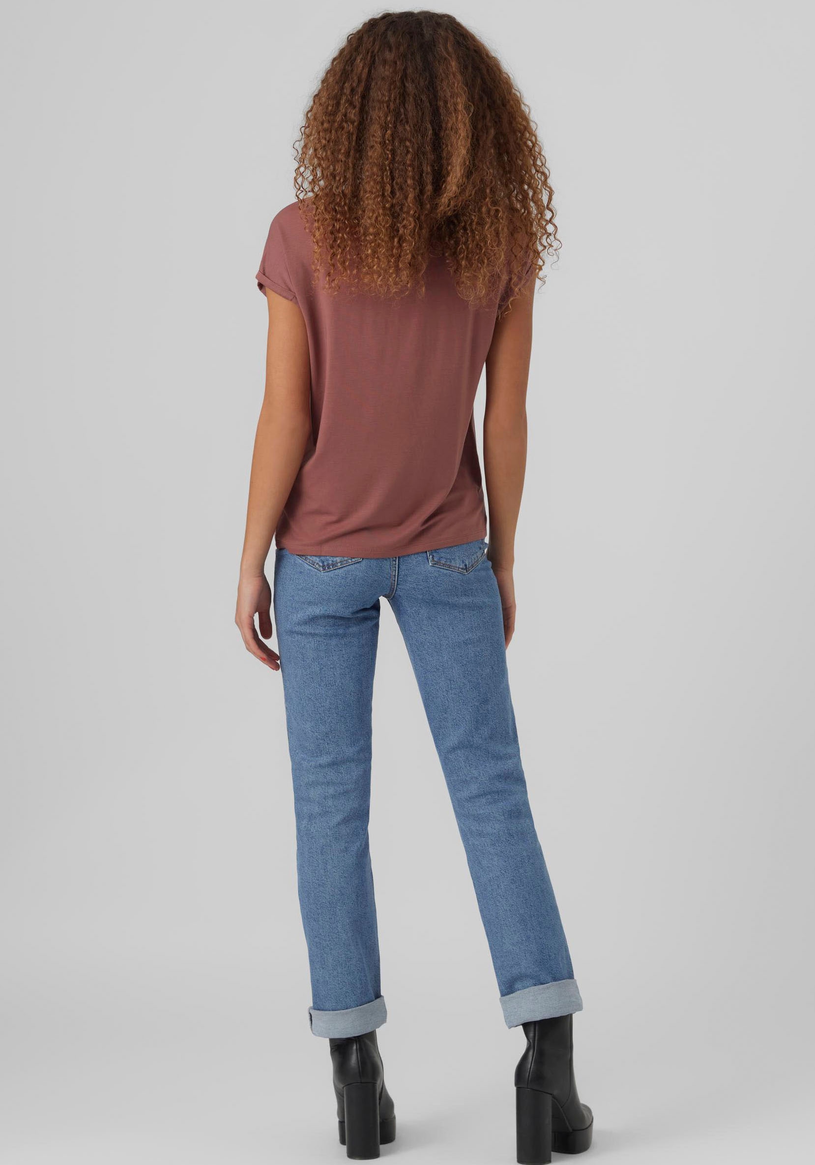 Vero Moda Rundhalsshirt »VMAVA PLAIN SS TOP GAJRS NOOS«