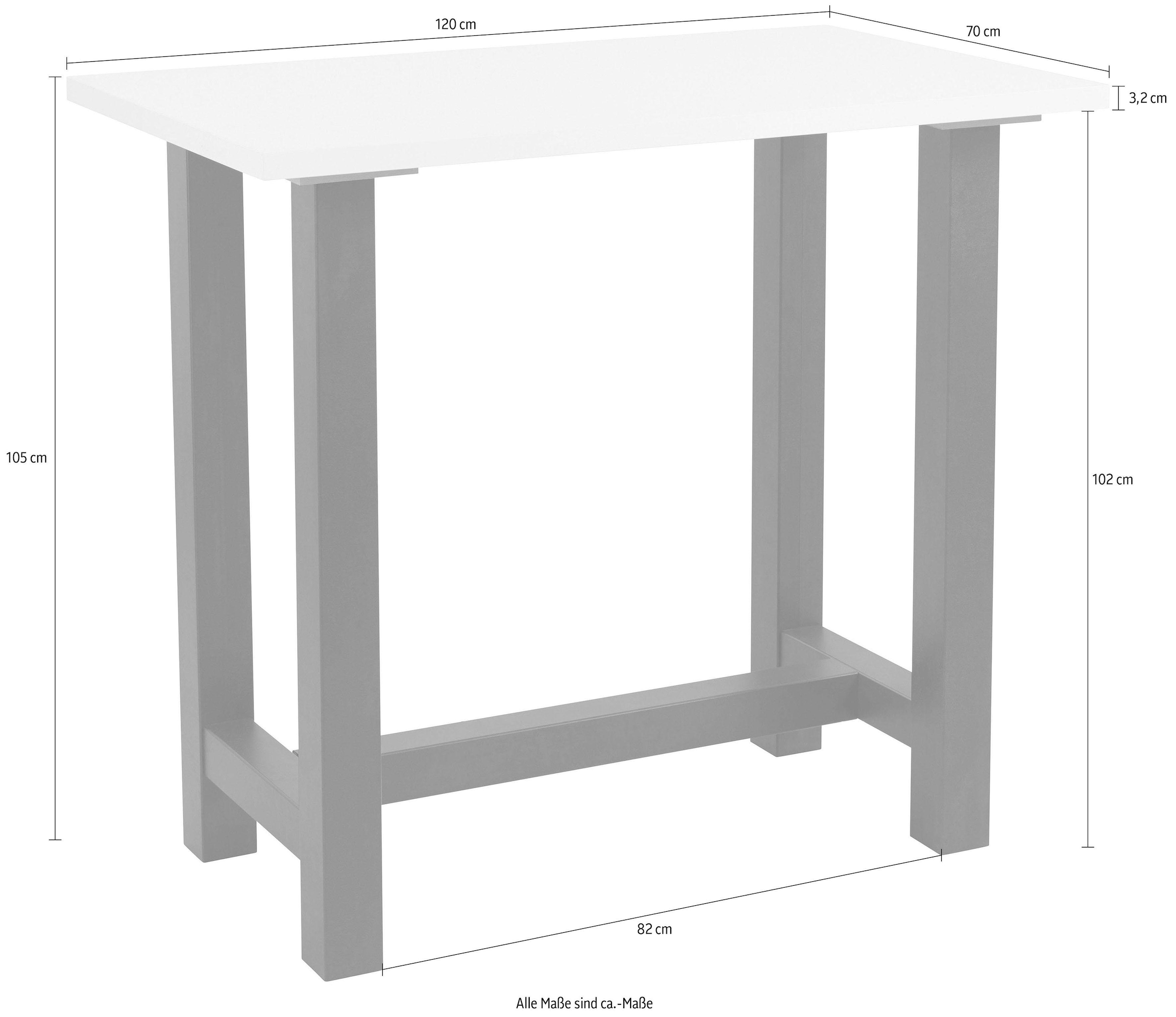 Mäusbacher Bartisch, Gestell in U-Form (Breite 120, 140 oder 160 cm)