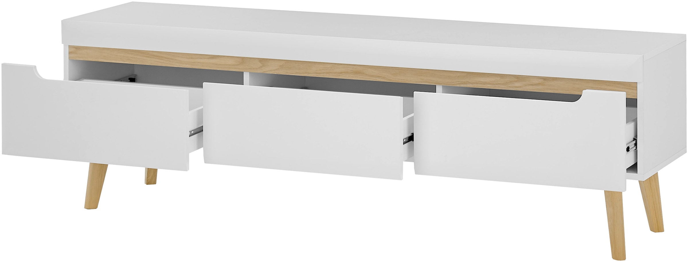 INOSIGN Lowboard »Torge, TV-Unterschrank, TV-Kommode, Fernsehschrank, TV-Board«, (1 St.), abgeschrägte Füsse, drei Farben, Scandi Design, 160 cm breit