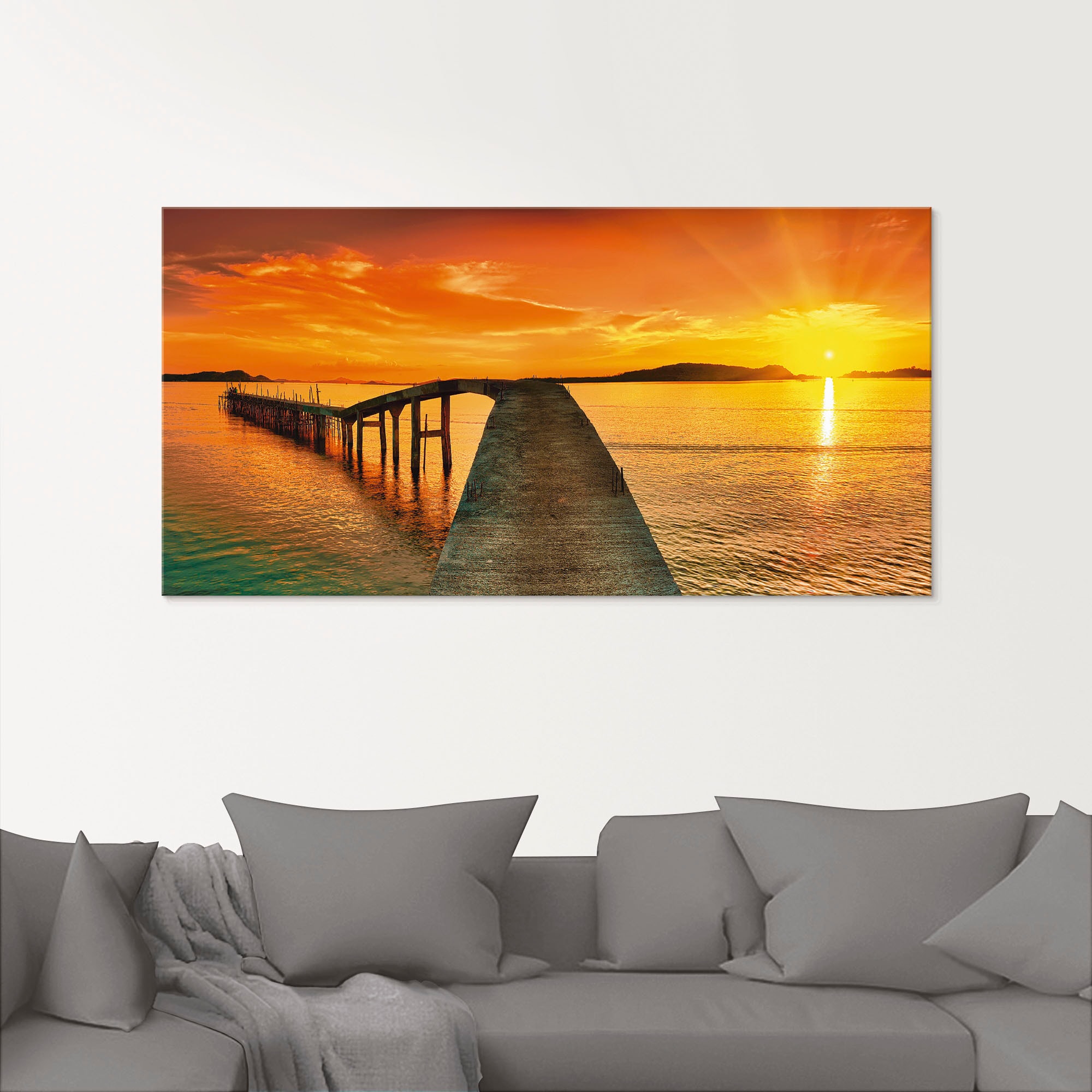 Artland Glasbild »Sonnenaufgang | über Jelmoli-Versand dem bestellen (1 Meer«, online Gewässer, verschiedenen St.), Grössen in