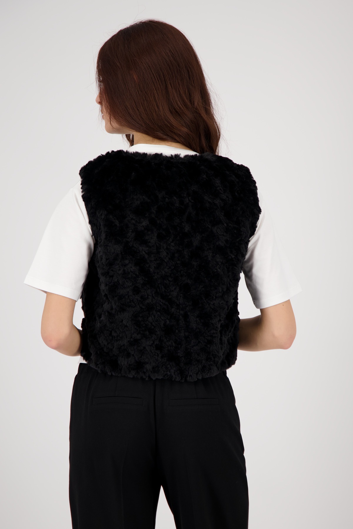 Monari Fellimitatweste »Weste fake fur«, Mit Rundhalsausschnitt