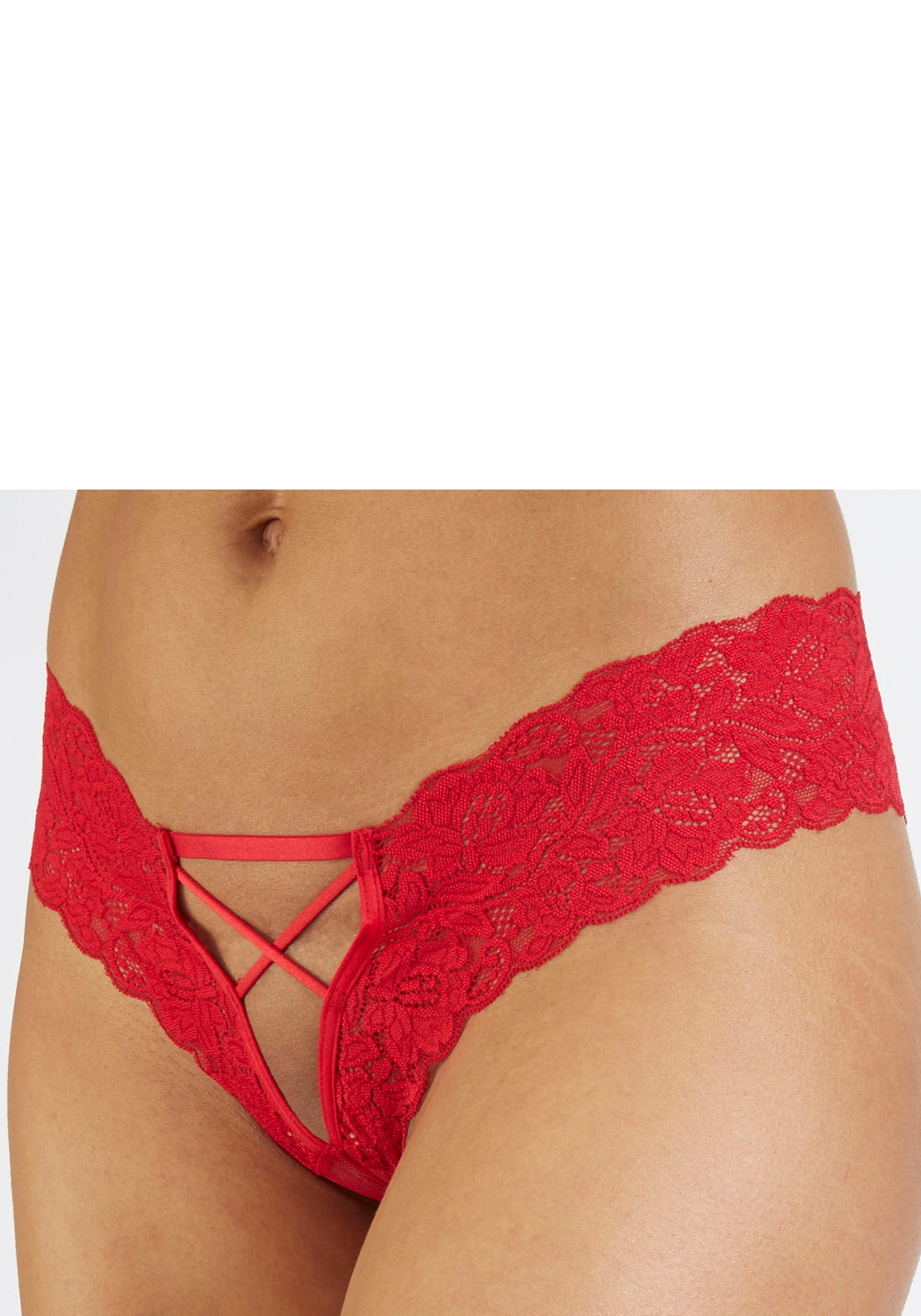 petite fleur goldfarben Panty-Ouvert, (Packung, 2 Stück), im günstigen Doppelpack, mit edlen Schnürungen, Reizwäsche