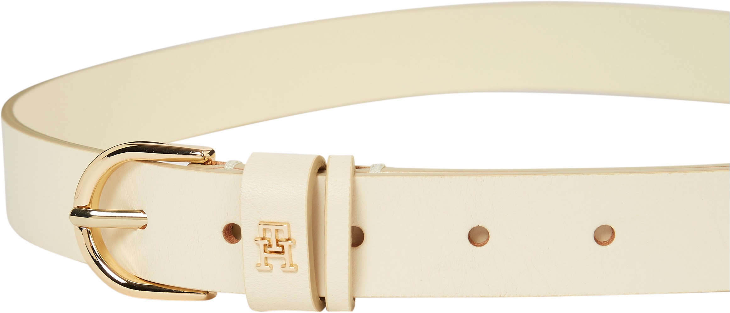 Tommy Hilfiger Ledergürtel »ESSENTIAL EFFORTLESS 2.5 GOLD«, Logoemblem, weiche Haptik, ovale Einfachdornschliesse