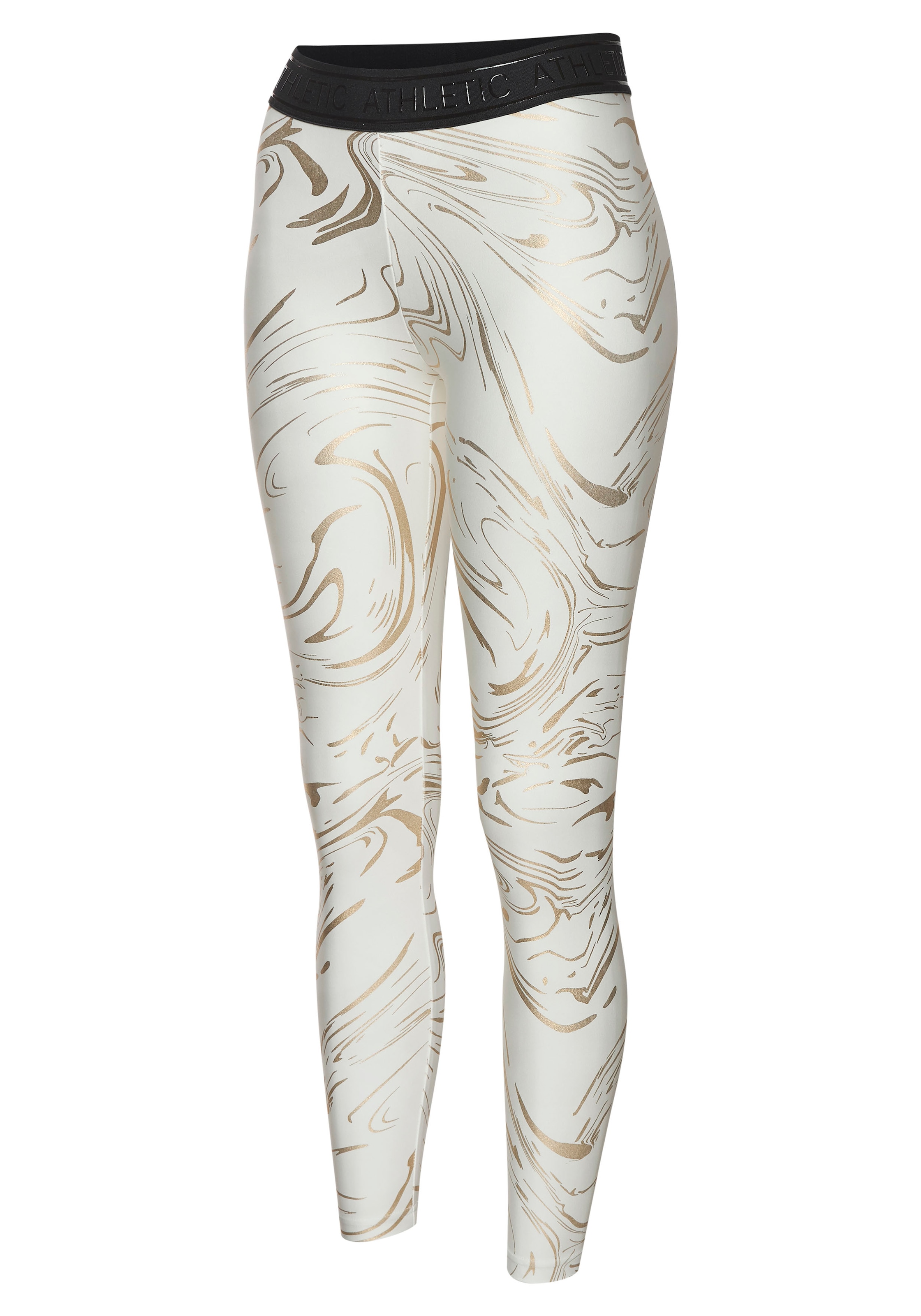 LASCANA ACTIVE Funktionsleggings, Sportleggings mit glänzendem Print und 3D Schriftzug