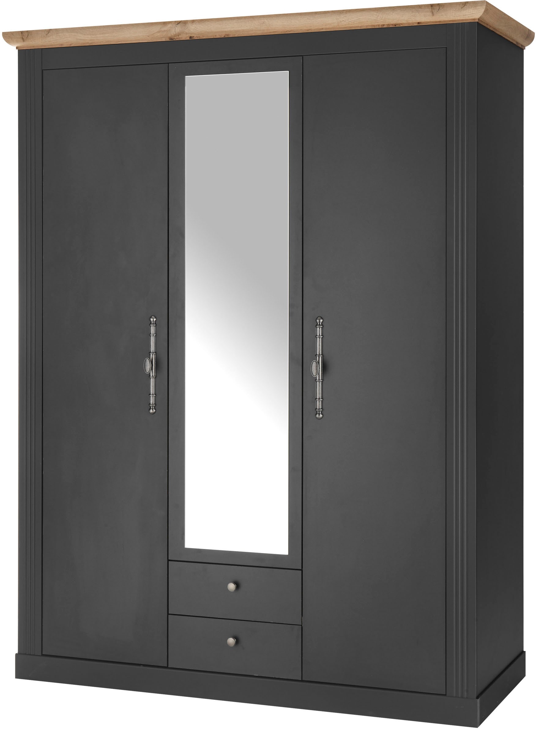 Home affaire Kleiderschrank »WESTMINSTER Wäscheschrank in 2 Farben, Landhausschrank Metallgriffe« Drehtürenschrank mit Spiegel, Schlafzimmerschrank, 149 cm breit