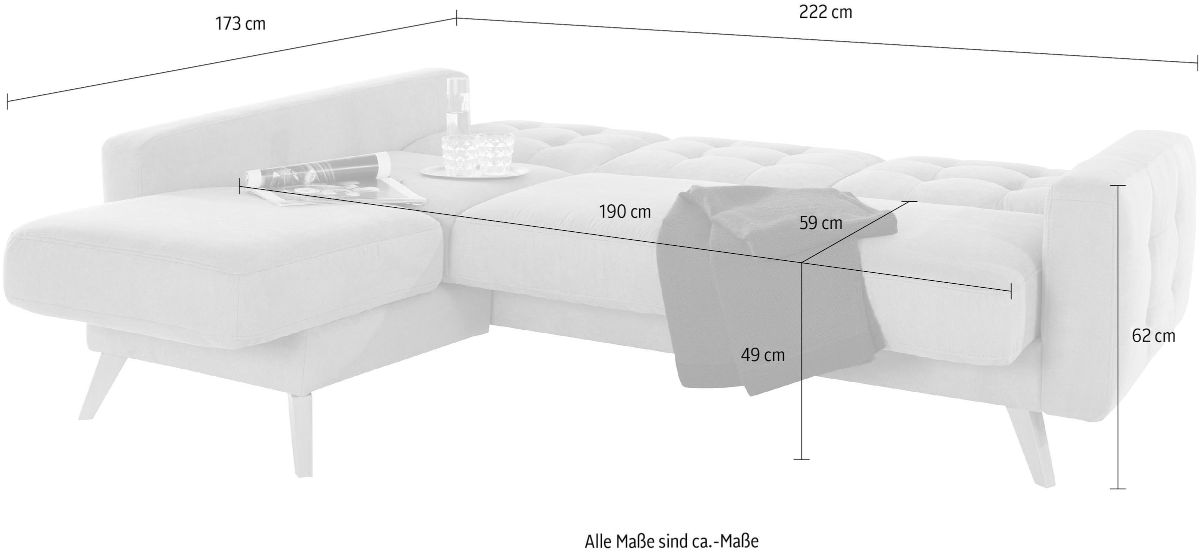 exxpo - sofa fashion Ecksofa »Nappa, kompakt und komfortabel, bequem, zeitloses Design, L-Form«, tolle Detailverarbeitung, inkl. Bettfunktion und Bettkasten
