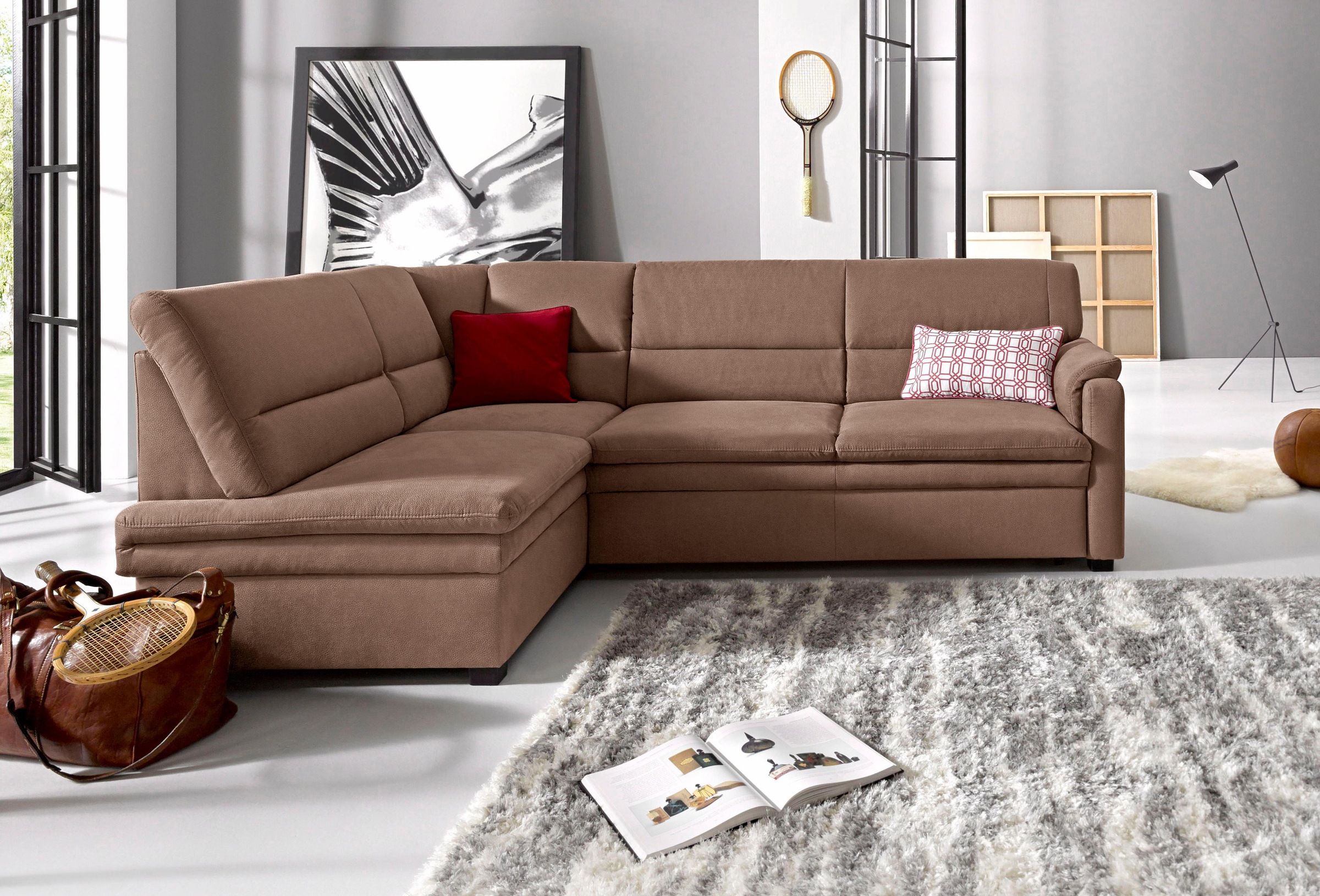 sit&more Ecksofa »Pisa L-Form«, mit Federkern, wahlweise mit Bettfunktion