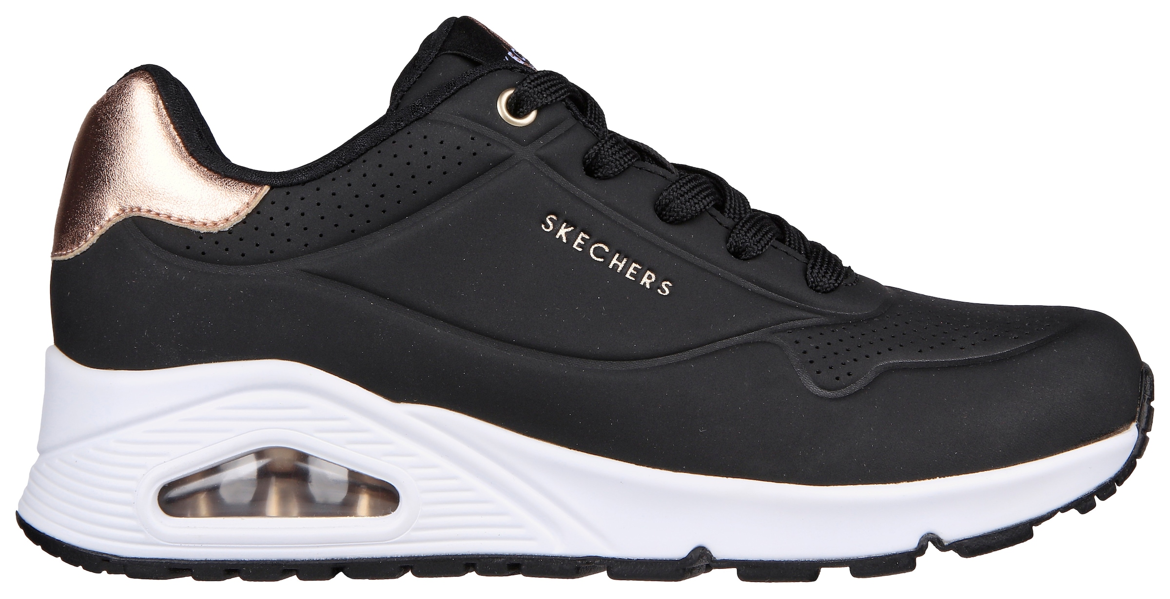 Skechers Sneaker »UNO GOLDEN AIR«, Freizeitschuh, Halbschuh, Schnürschuh mit Metallic-Einsatz