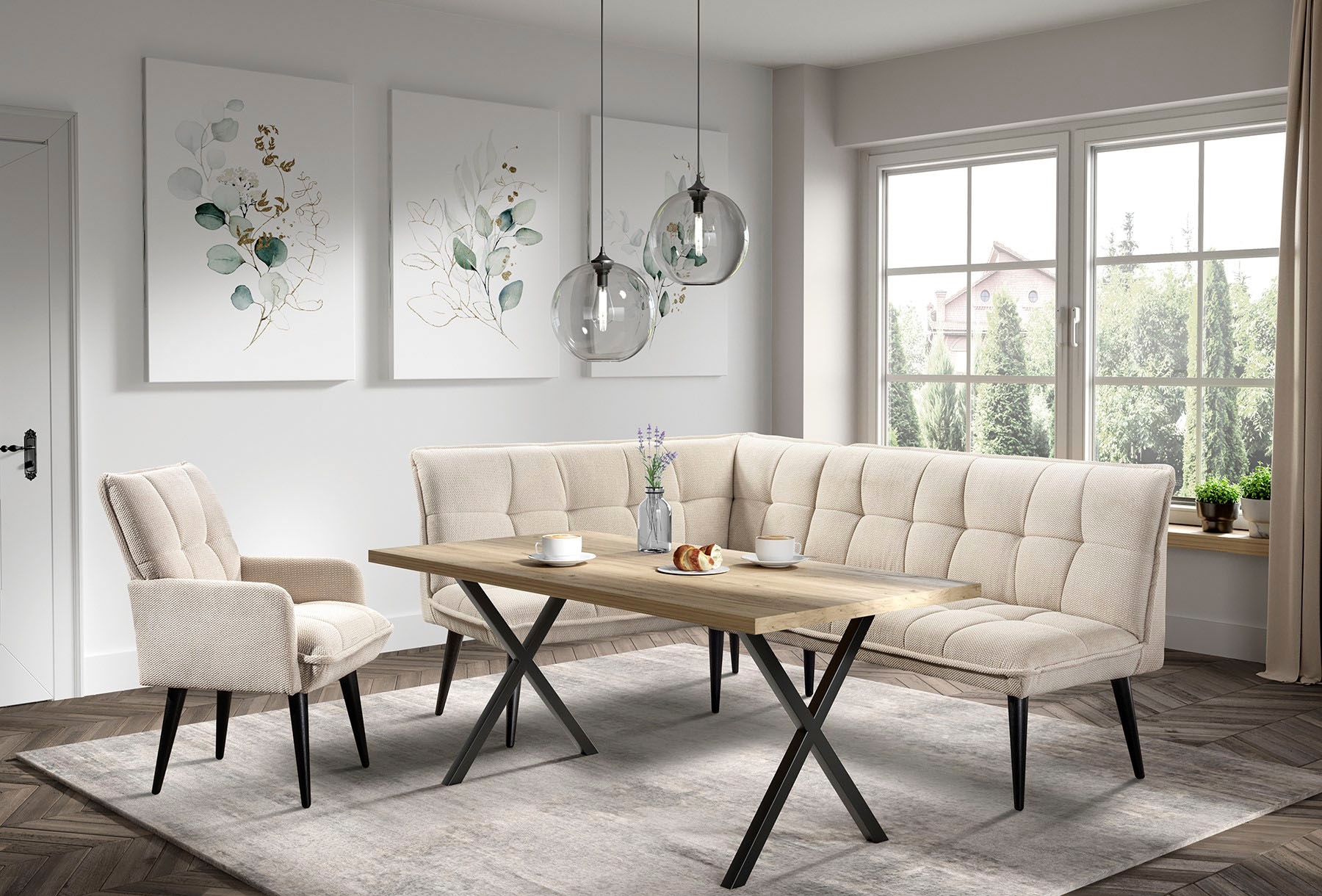 exxpo - sofa fashion Eckbank "Mocca Essbank, Sitzbank" hoher Sitzkomfort, bequem und elegant, hochwertige Detailverarbeitung