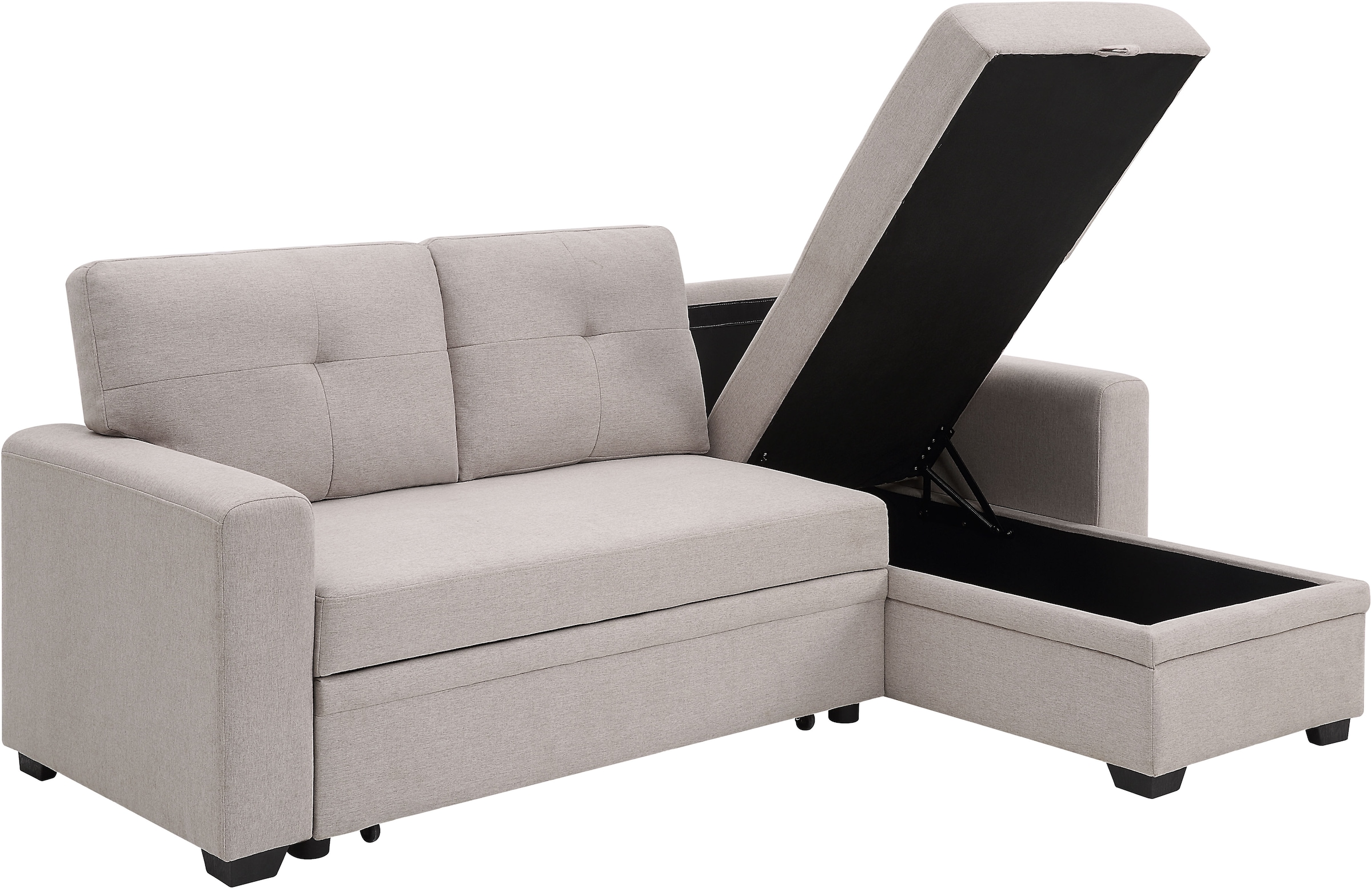 ATLANTIC home collection Ecksofa »Gerrit L-Form«, Ecksofa, Bettfunktion & Bettkasten, Recamiere rechts/links montierbar