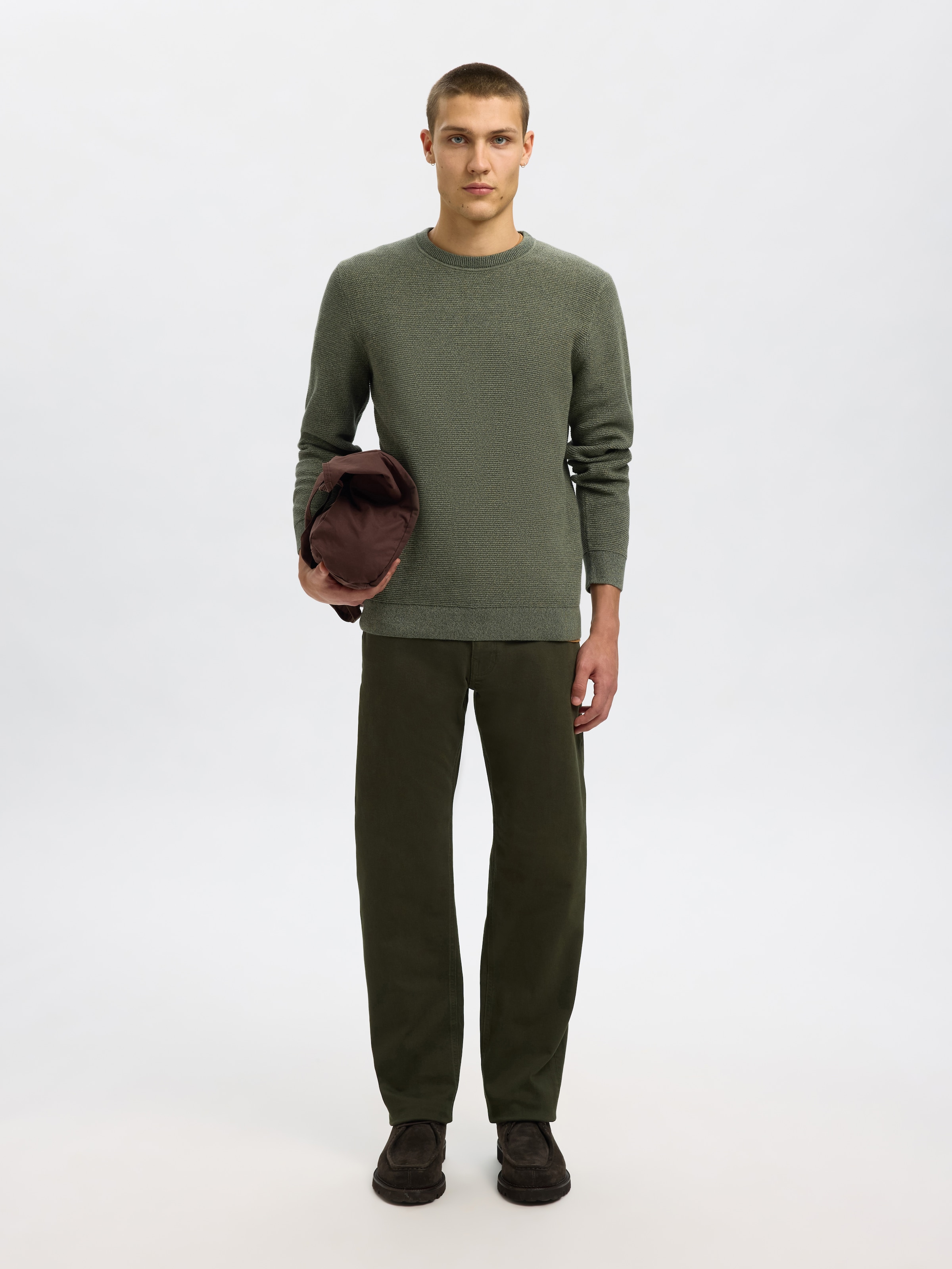 SELECTED HOMME Strickpullover »SLHROSS LS KNIT STRUCTURE CREW NECK NOOS«