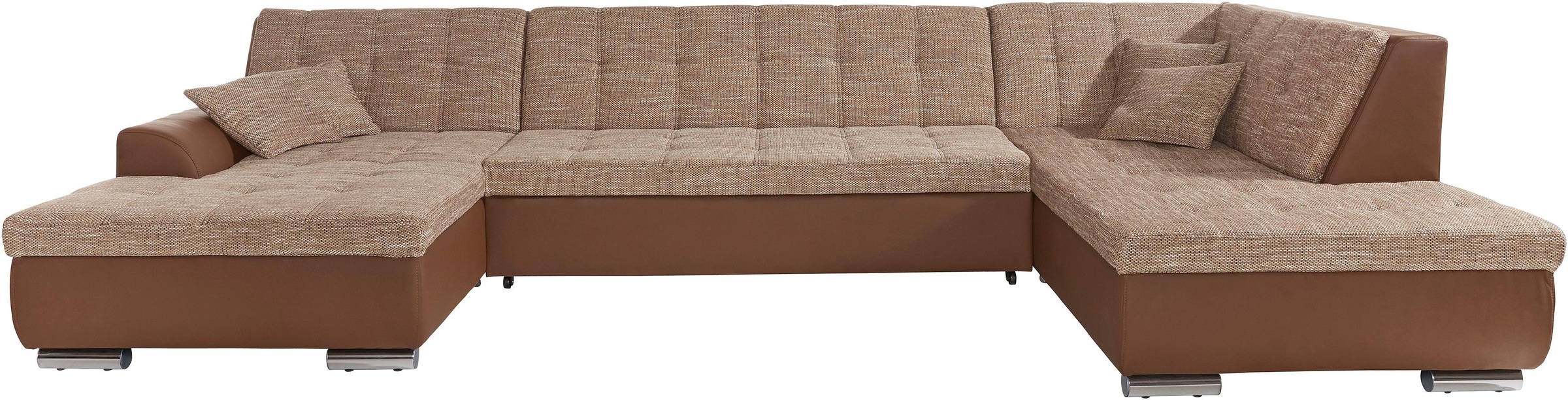 DOMO collection Wohnlandschaft »Treviso incl. Zierkissen, moderne Steppung, XXL: B/T/H: 364/201/83 cm«, wahlweise mit Bettfunktion, in vielen Bezugsarten auch in Cord U-Form