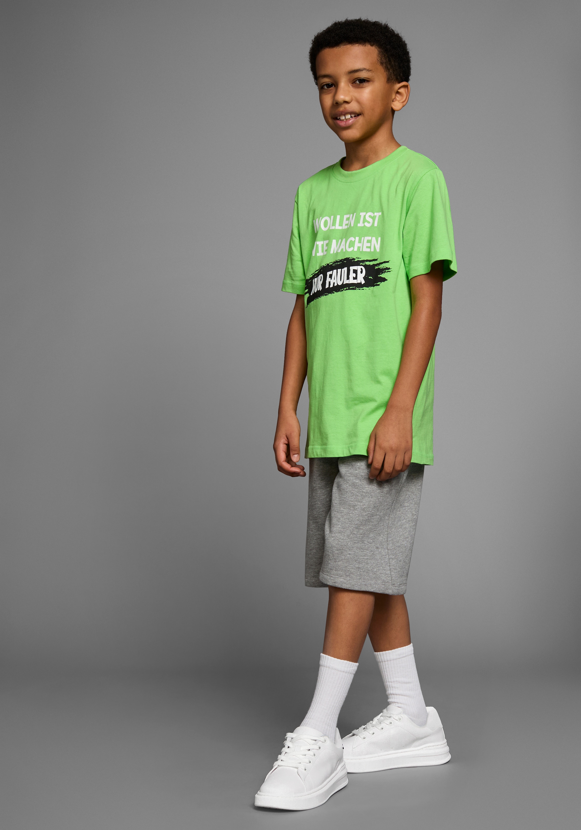 KIDSWORLD T-Shirt »Mit Spruch: WOLLEN IST WIE MACHEN....«, Kurzarm, Basic-Passform, bedruckt, Rundhalsausschnitt