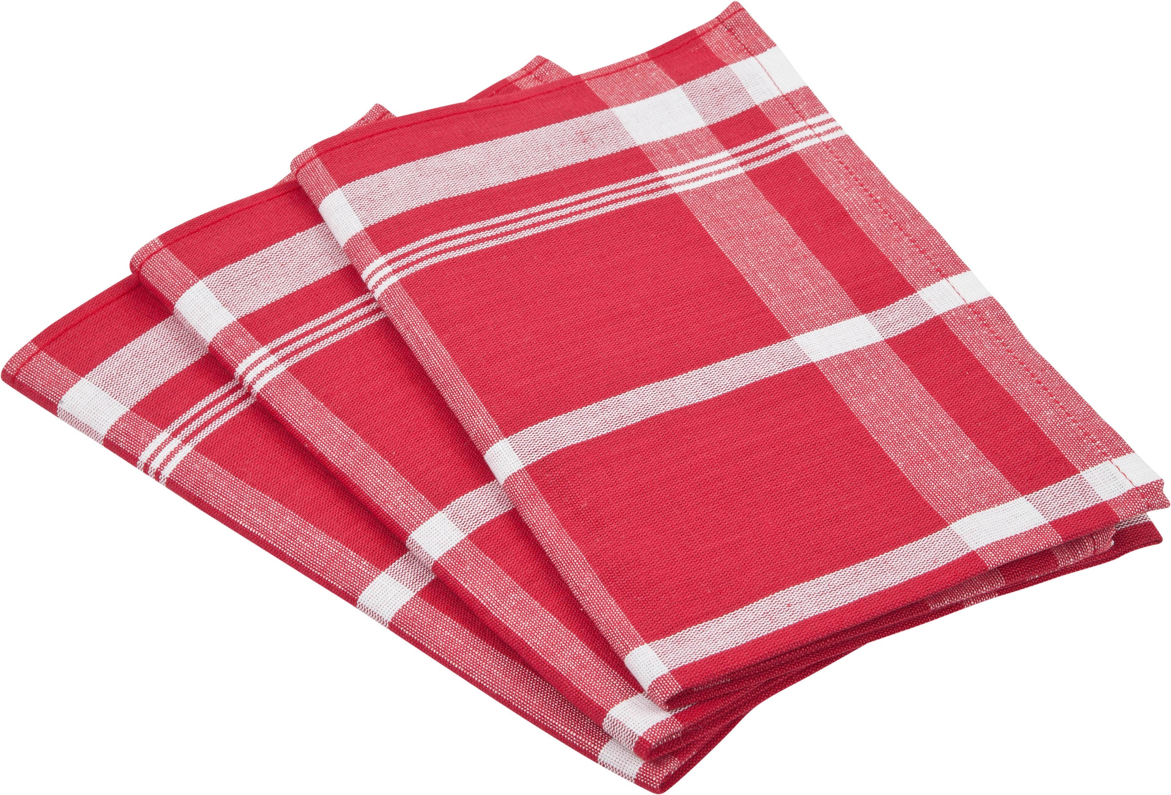 ROSS Geschirrtuch »Exclusiv«, (Set, 3 tlg.), Blockkaro, 50% Baumwolle, 50% Leinen, 50x70 cm