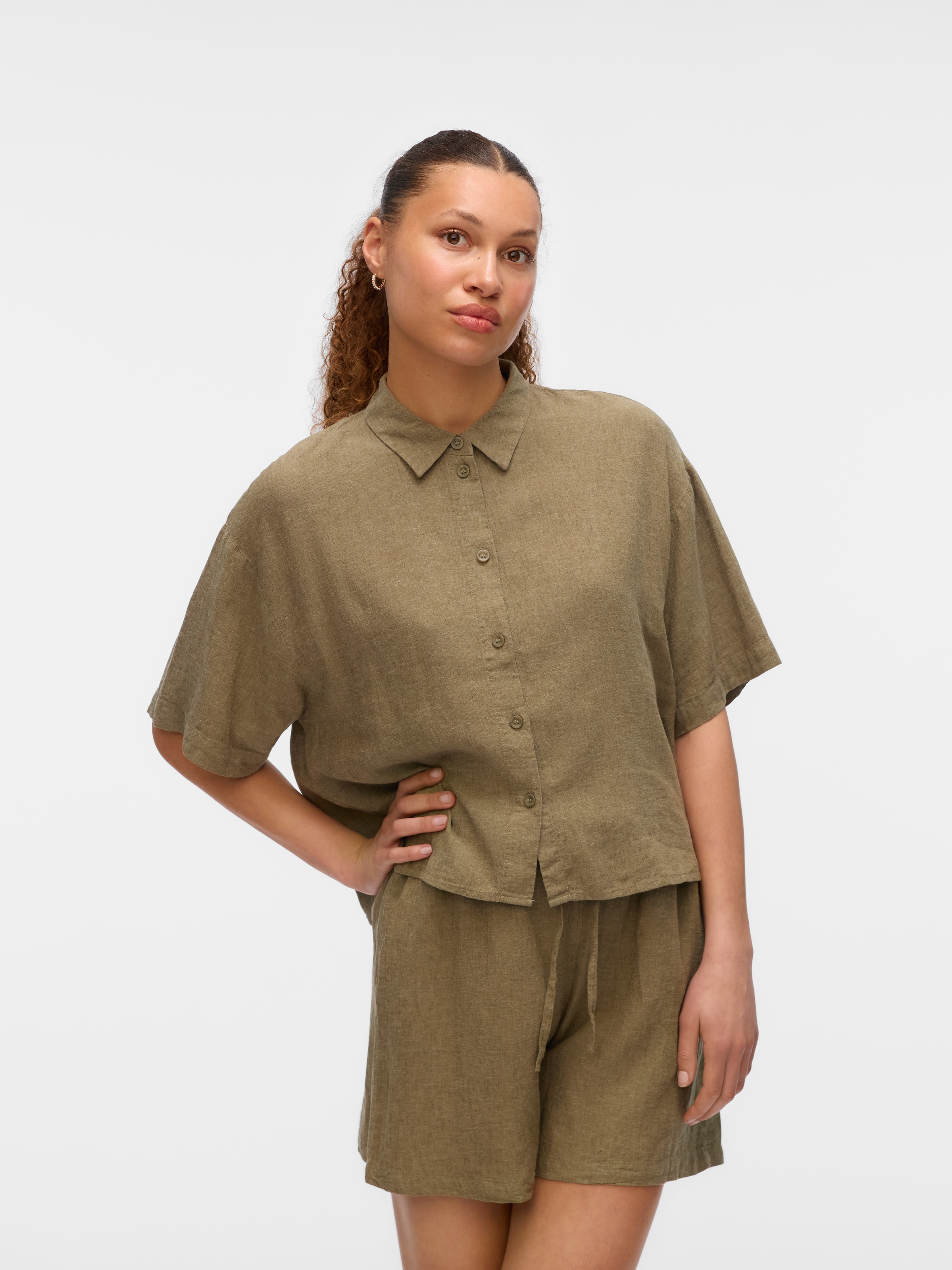 Vero Moda Hemdbluse »VMLINN LINEN 2/4 SHORT SHIRT WVN NOOS«