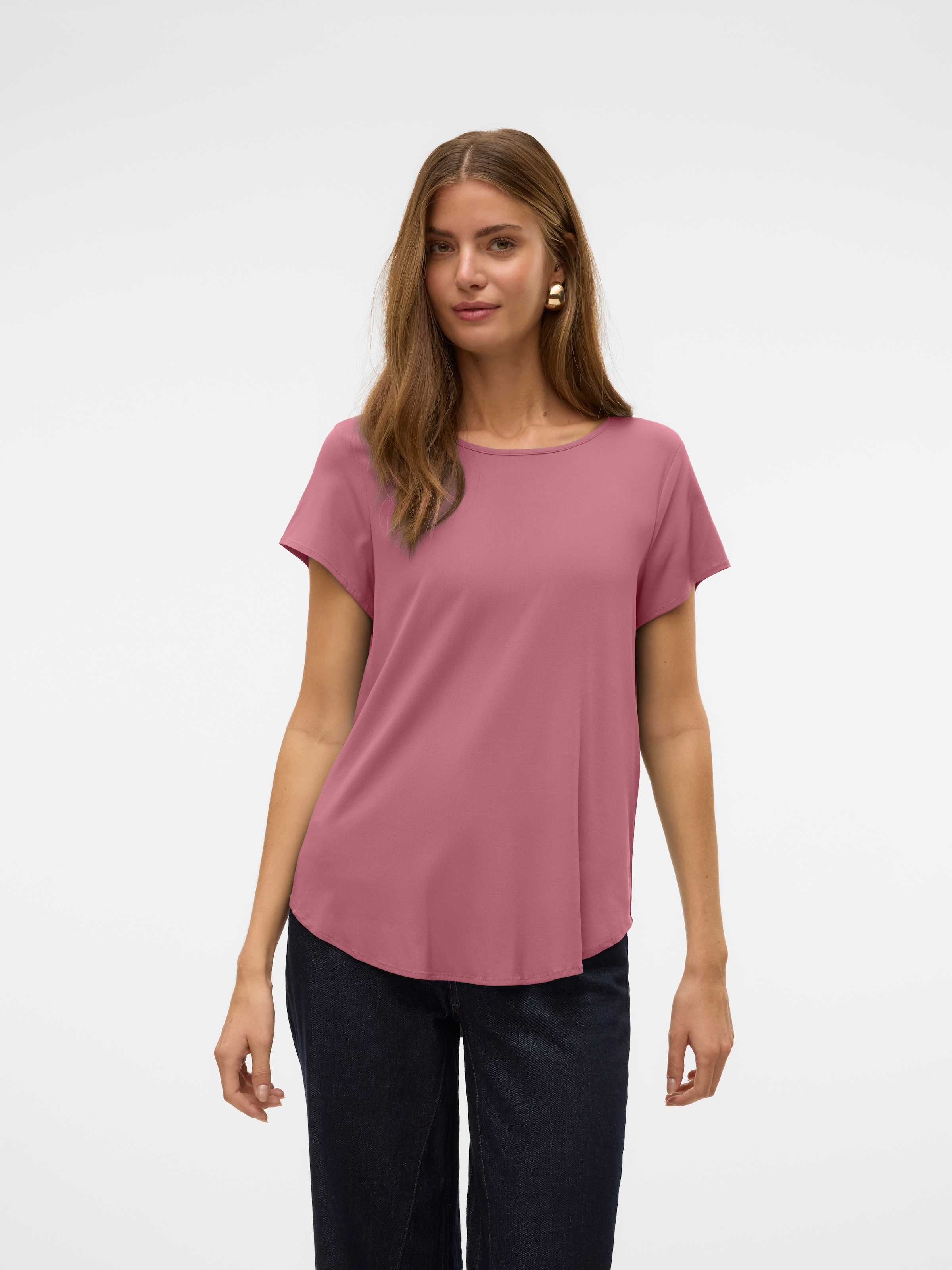 Vero Moda Blusenshirt »VMBELLA SS TOP WVN GA NOOS« Viskosemischung, abgerundeter Saum