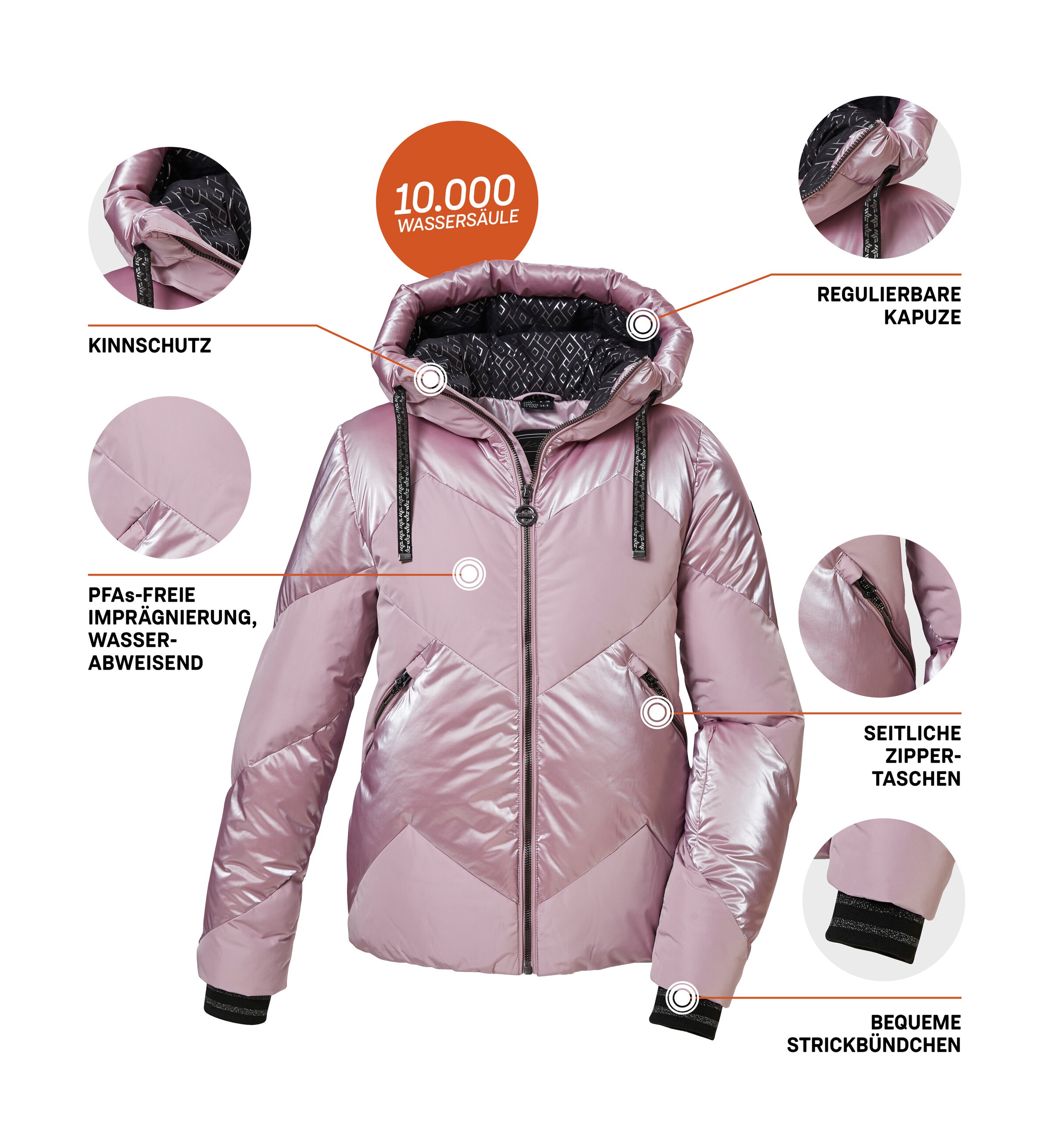 Killtec Skijacke »KSW 100 WMN SKI QLTD JCKT«, Winddichte, wasserabweisende Damenjacke mit abnehmbarem Schneefang