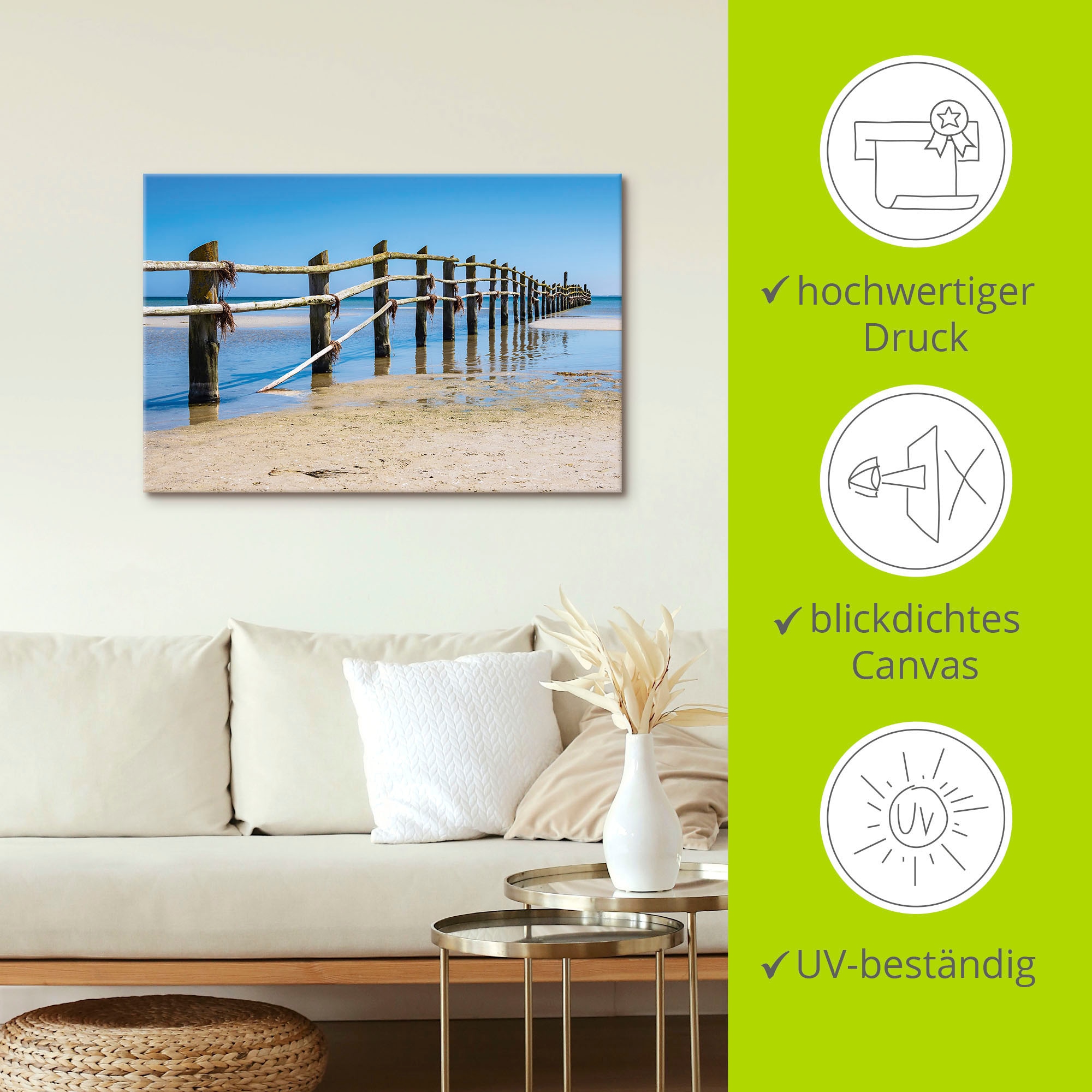 Artland Leinwandbild »Ostseeküste auf dem Fischland-Darss«, Strand, (1 St.), auf Keilrahmen gespannt