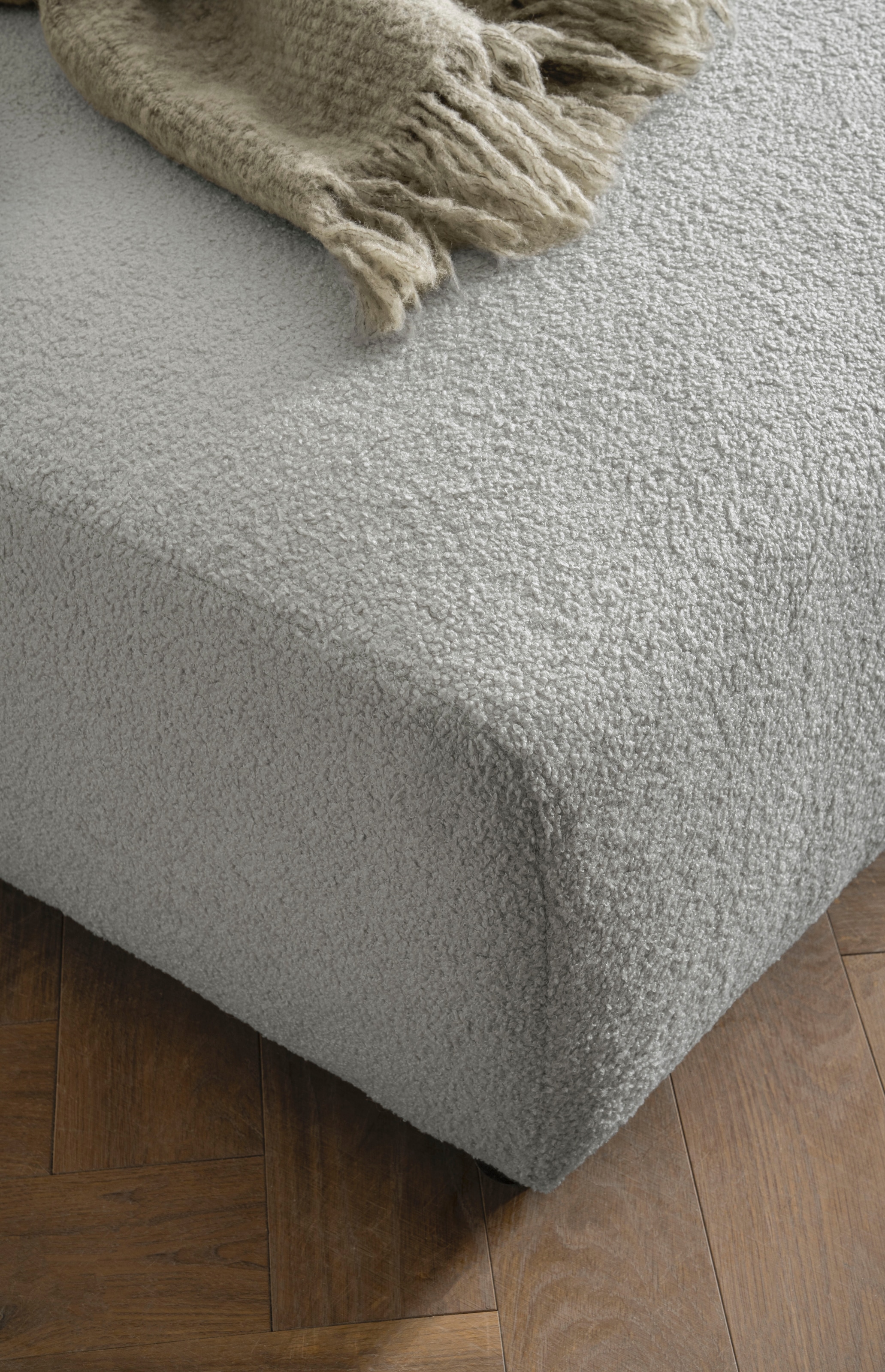andas Ecksofa »BAKELS, L-Form in Cord oder Boucle-Stoff, moderne Couch«, wahlweise Recamiere rechts/links, bequemer Sitzkomfort