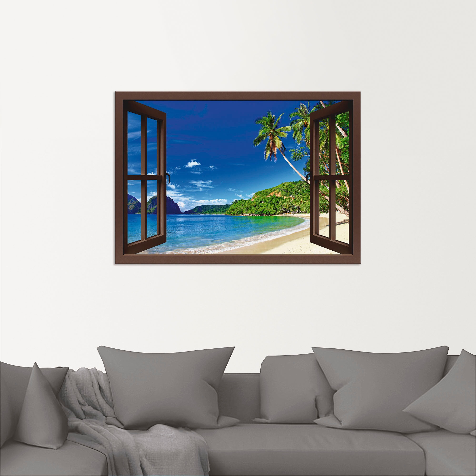 Artland Wandbild »Fensterblick Paradies«, Fensterblick, (1 St.), als Alubild, Outdoorbild, Leinwandbild, Poster in verschied. Grössen