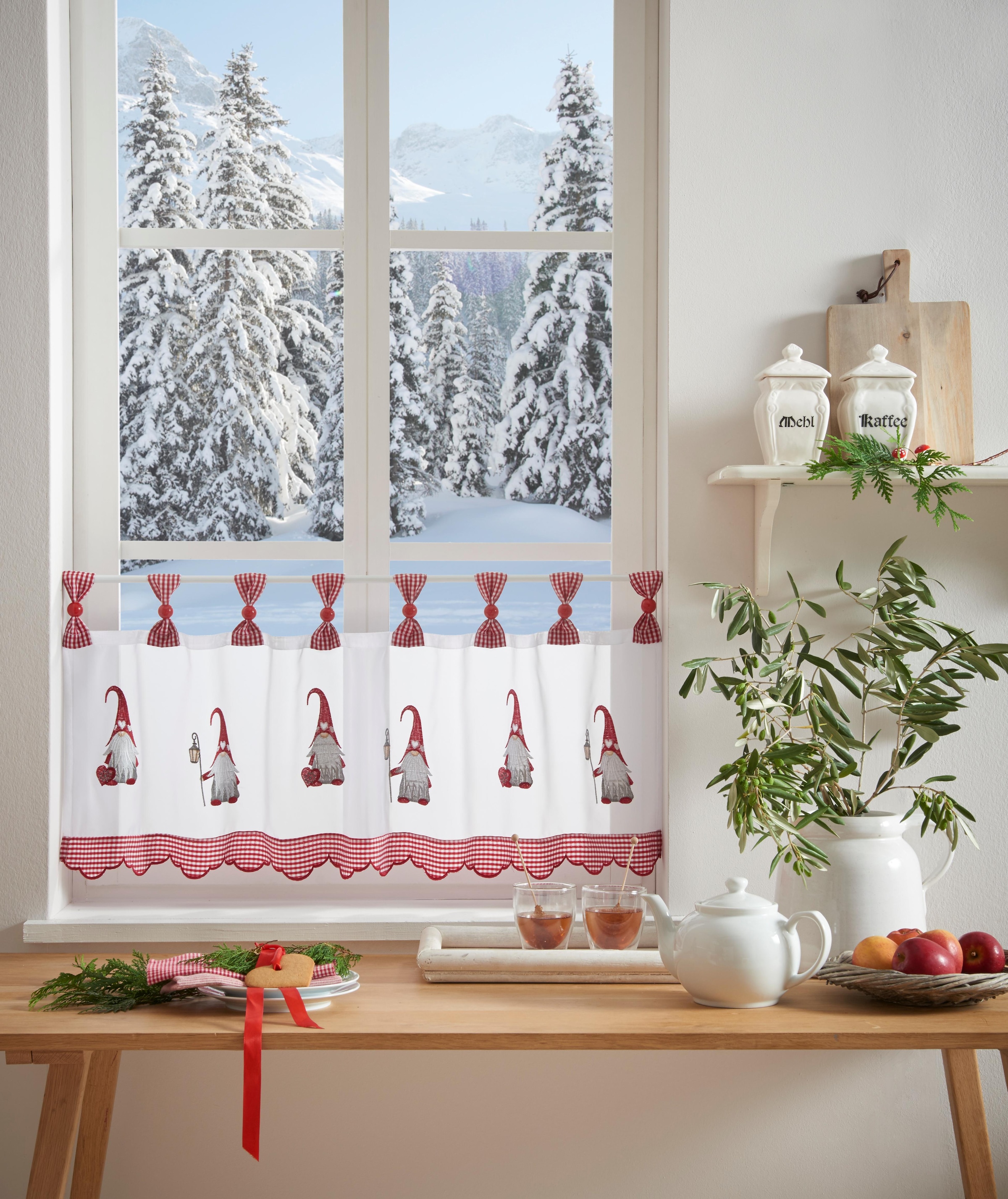 my home Scheibengardine »WICHTEL«, (1 Jelmoli-Versand Schlaufenaufhängung, für mit online die für Küche bestellen | Weihnachtszeit St.), die