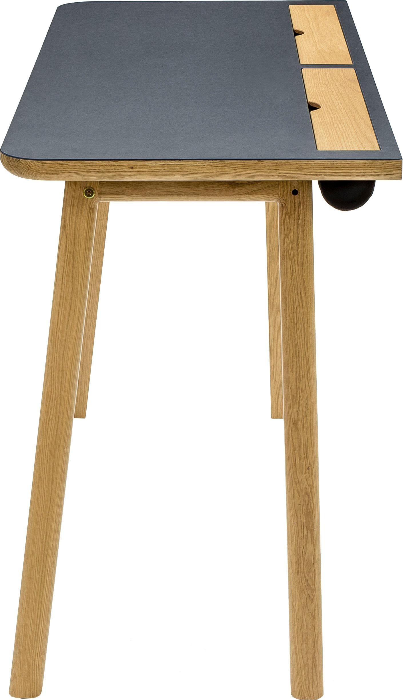 Woodman Schreibtisch »Mati«, mit zwei Ledertaschen an der Seite des Tisches für Stauraum