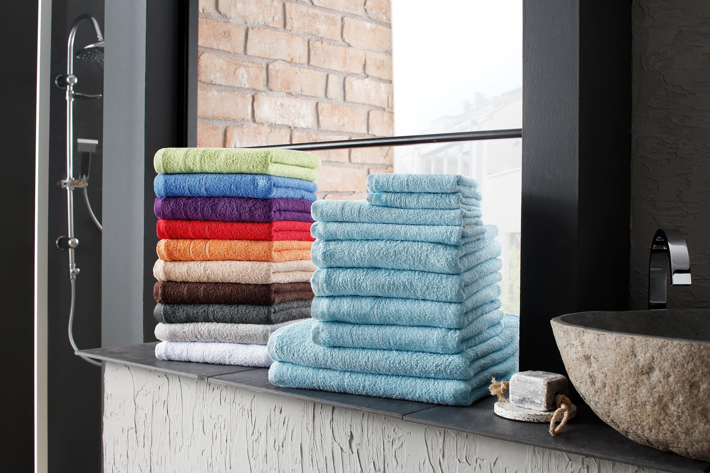 my home Handtuch Set feiner online tlg., Bordüre, | Handtücher Jelmoli-Versand Handtuchset 100% shoppen mit Baumwolle Walkfrottee, 10 »Inga«, aus Set