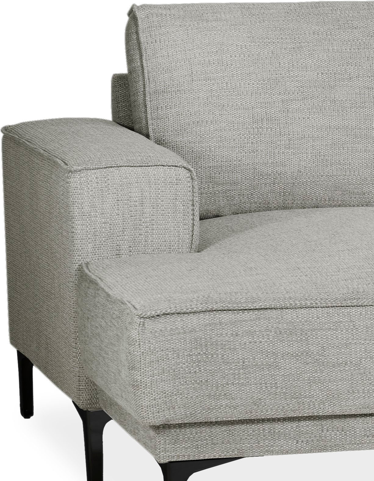Places of Style Wohnlandschaft »XXL Sofa Oland, Struktur, Flachgewebe, Luxus-Microfaser, Boucle«, U-Form, 345 cm, Wellenunterfederung, Skandi-Design, Metallfüsse