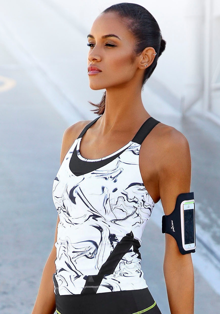 LASCANA ACTIVE Funktionsshirt »Marble« mit gekreuzten Trägern und Mesheinsätzen