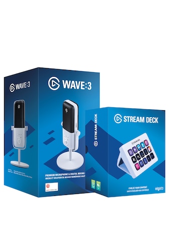 Mikrofon »Mikrofon Wave:3 White & Stream Deck Mk.2 White Bundle«