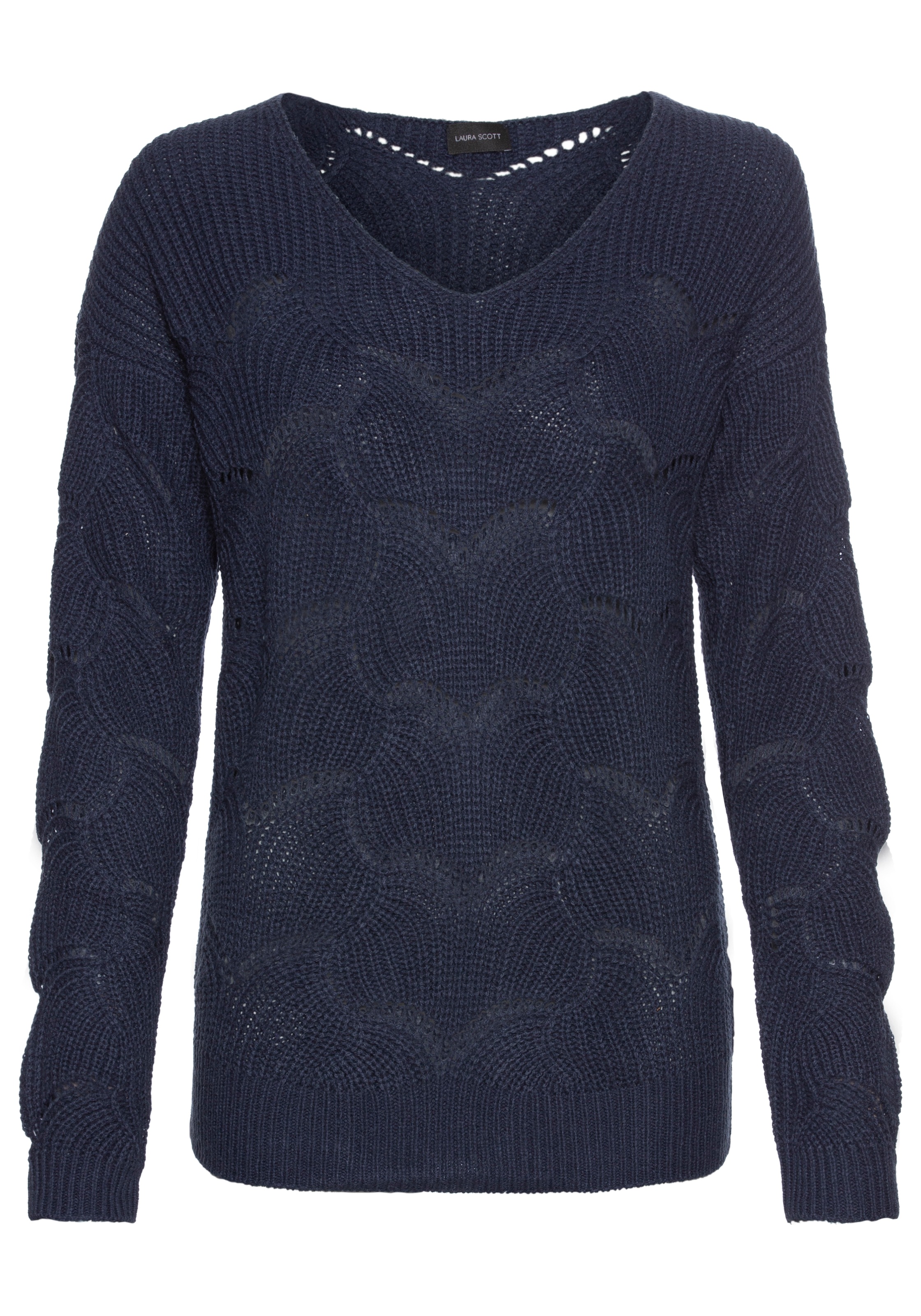 Laura Scott V-Ausschnitt-Pullover, mit modischem Strickmuster - NEUE FARBEN