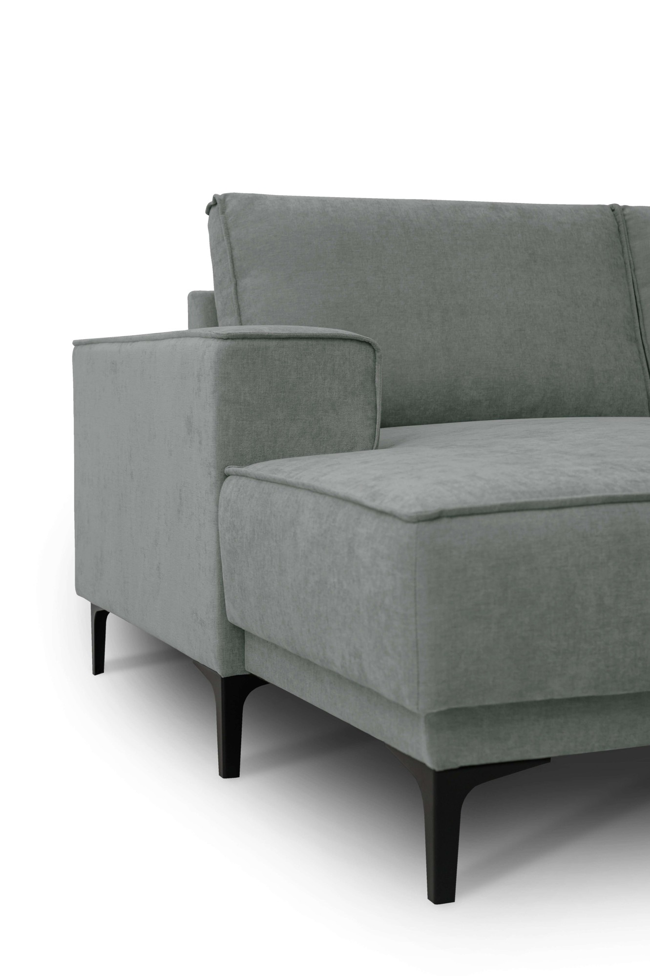 Places of Style Wohnlandschaft »XXL Sofa Oland, Struktur, Flachgewebe, Luxus-Microfaser, Boucle«, U-Form, 342 cm, Wellenunterfederung, Skandi-Design, Metallfüsse