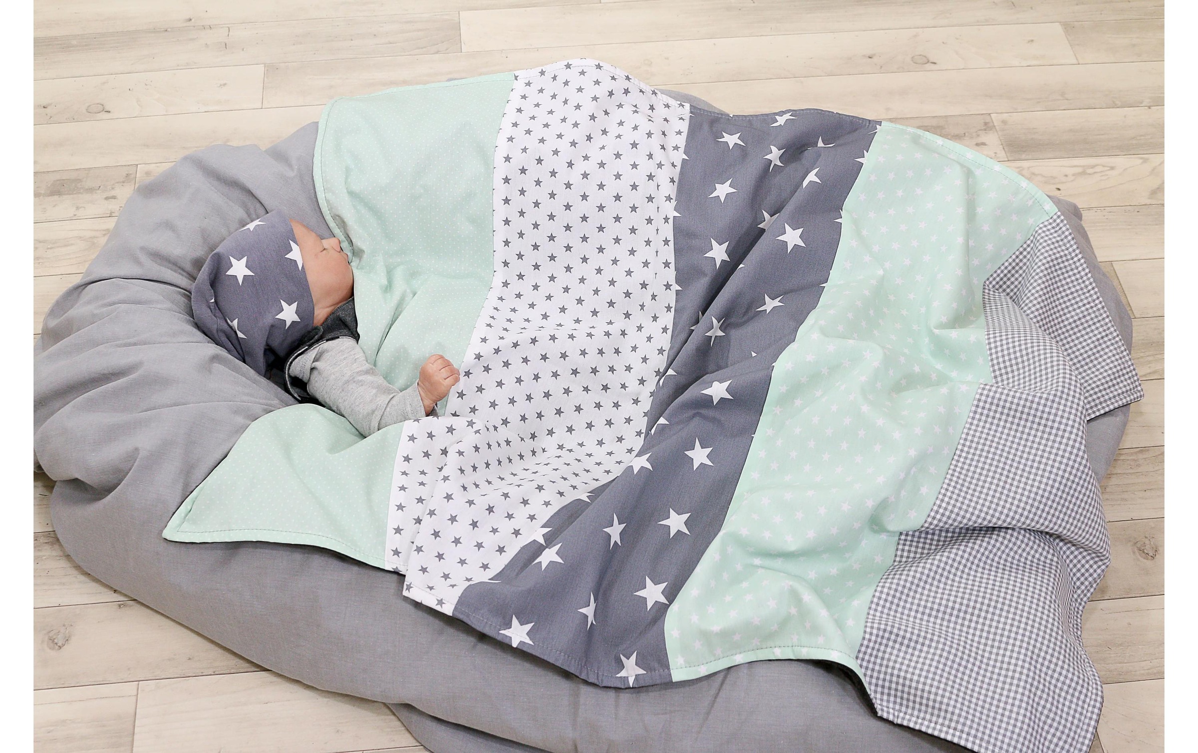 Babydecke »Ullenboom Sterne Mint/Grau 70 cm x 100«
