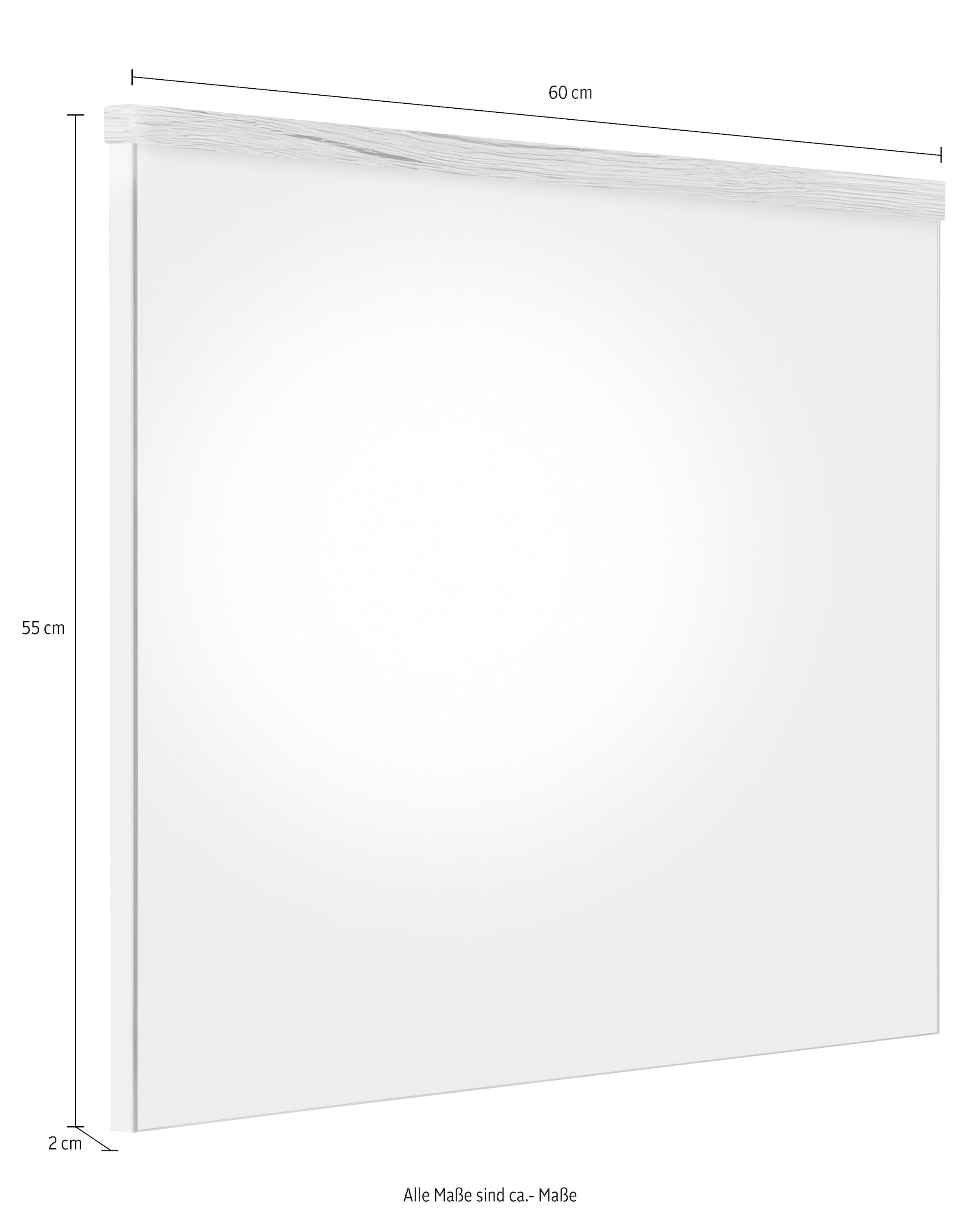 welltime Badspiegel »Toulon«, Wandspiegel mit Echtholzoptik-Detail - Masse (B/T/H) 60/2/55 cm