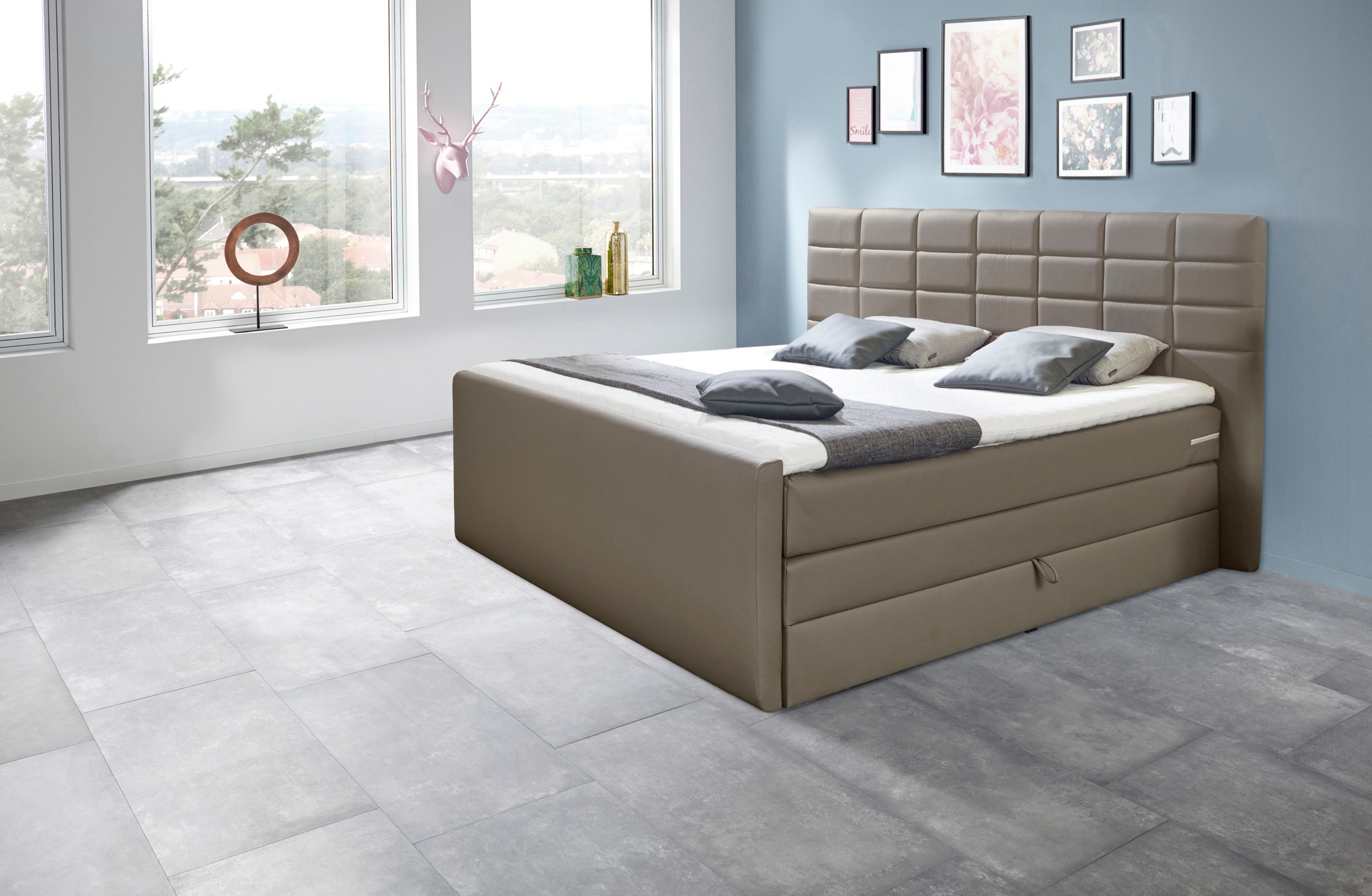 INOSIGN Boxspringbett »Lethbridge«, inkl. Bettkasten und Topper, zwei Matratzenarten in H2