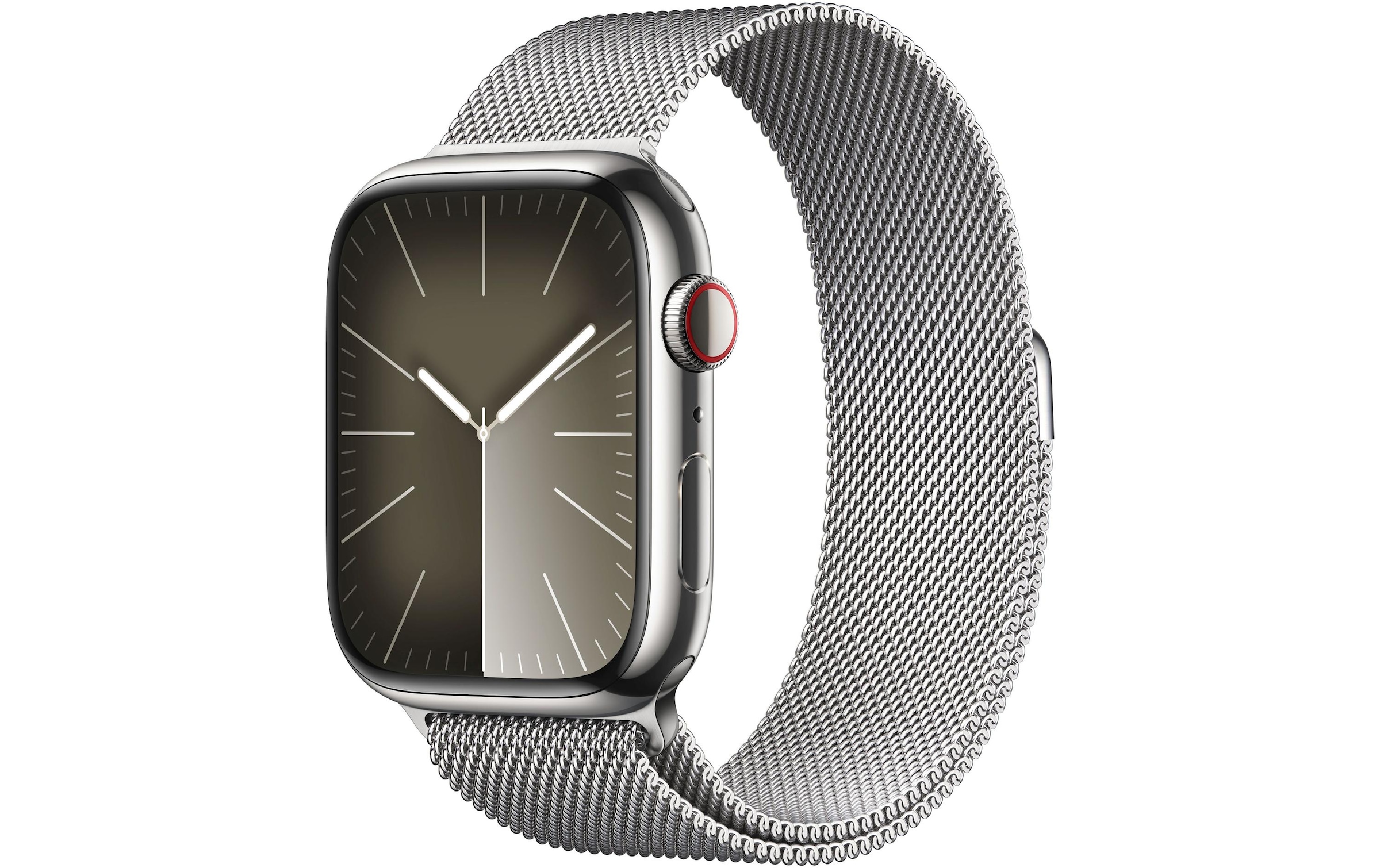 Apple Smartwatch »Series 9, GPS + Cellular, Edelstahl-Gehäuse mit Milanaise Armband«, Watch OS 10, 64 GB,)