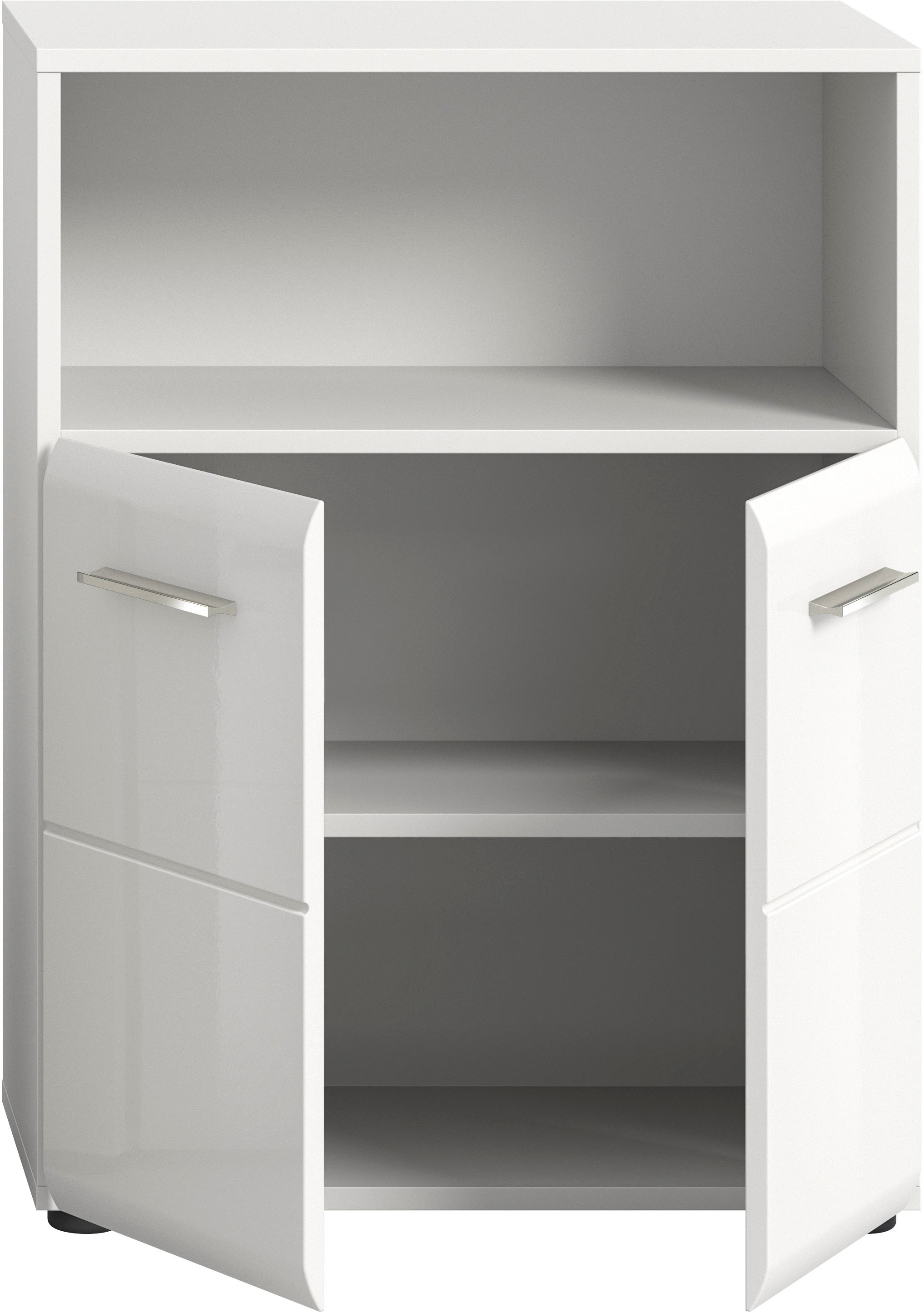 INOSIGN Midischrank »FLORENZ, TOPSELLER!, Breite 60 cm, 2 Türen, 1 Fachboden, 1 offene Fach«, hochwertige MDF Front, Griff chromglänzend, Badschrank, Bad